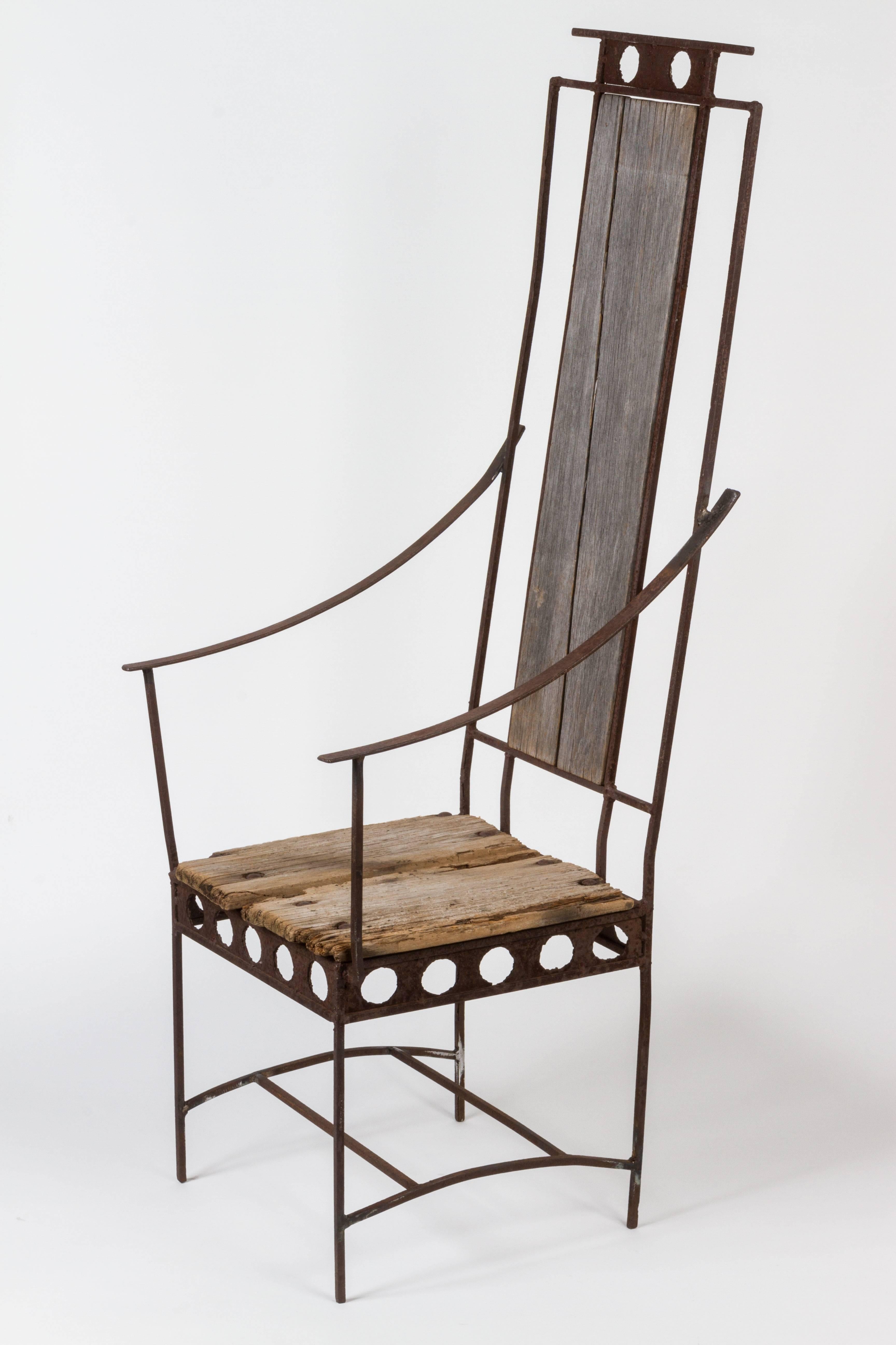 High Back Side Chair by Harry Balmer In Distressed Condition In Los Angeles, CA