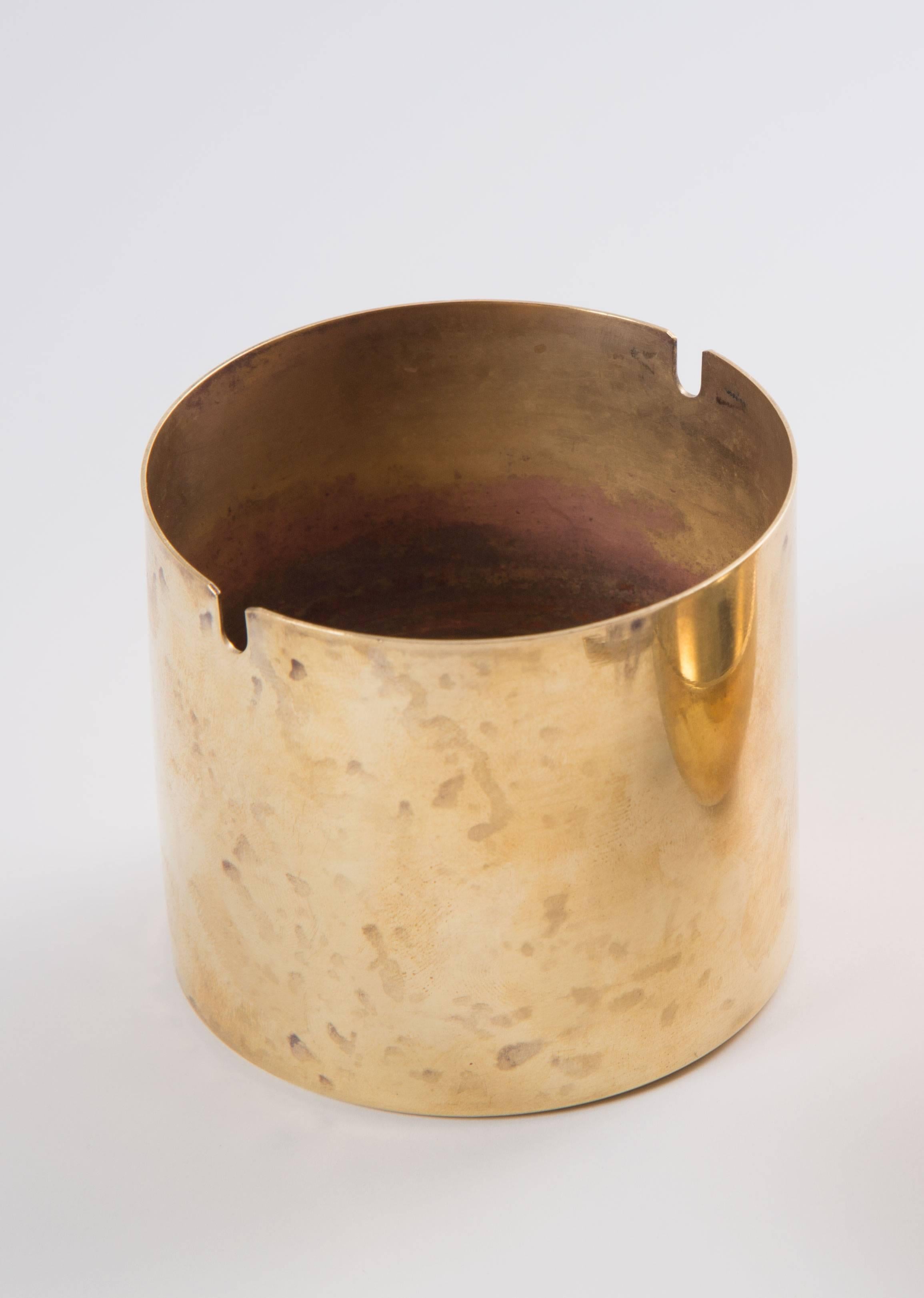 Danish Rare Brass Cylinda-Line Ashtray by Arne Jacobsen for Stelton