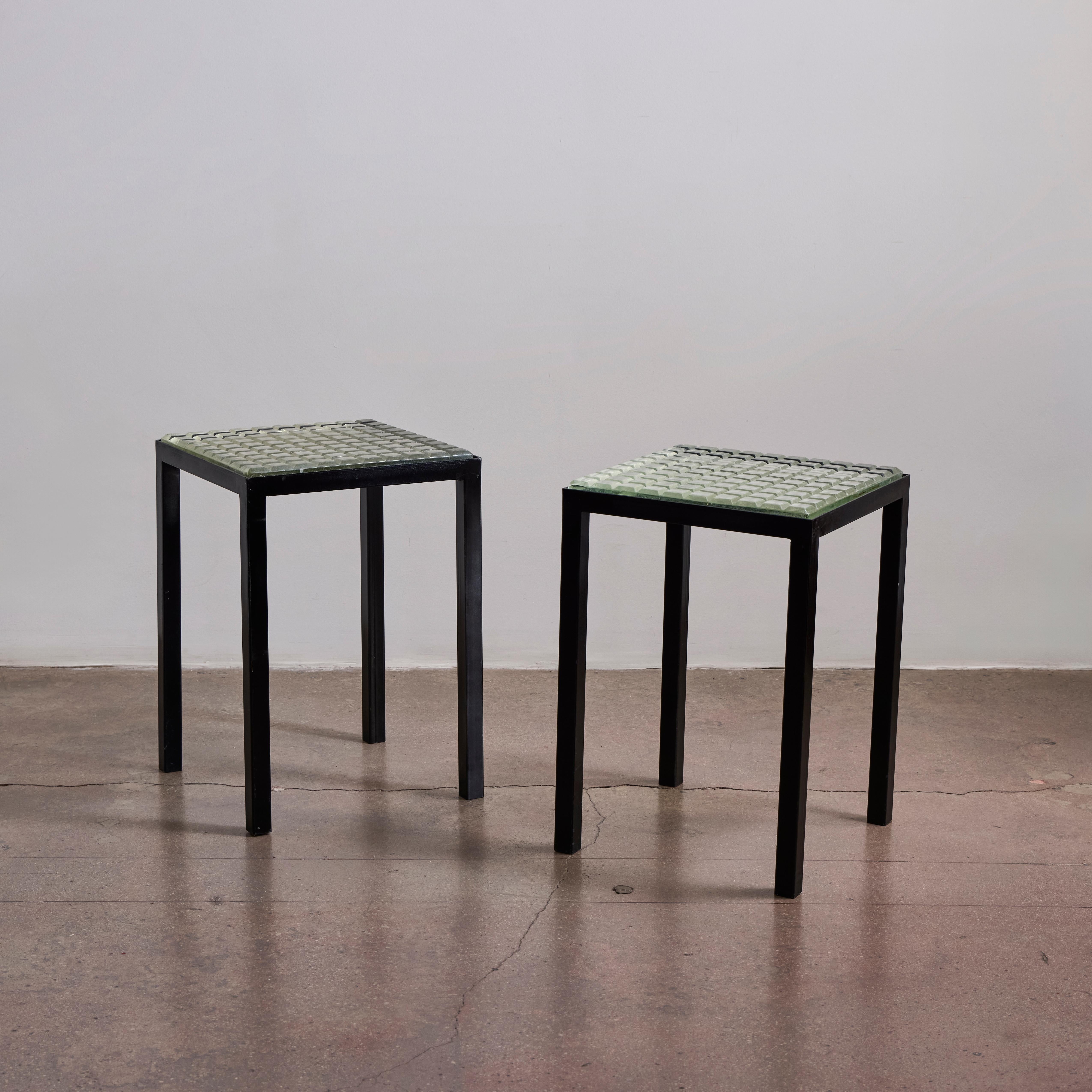 Saint Gobain Glass Side Tables In Good Condition For Sale In Los Angeles, CA