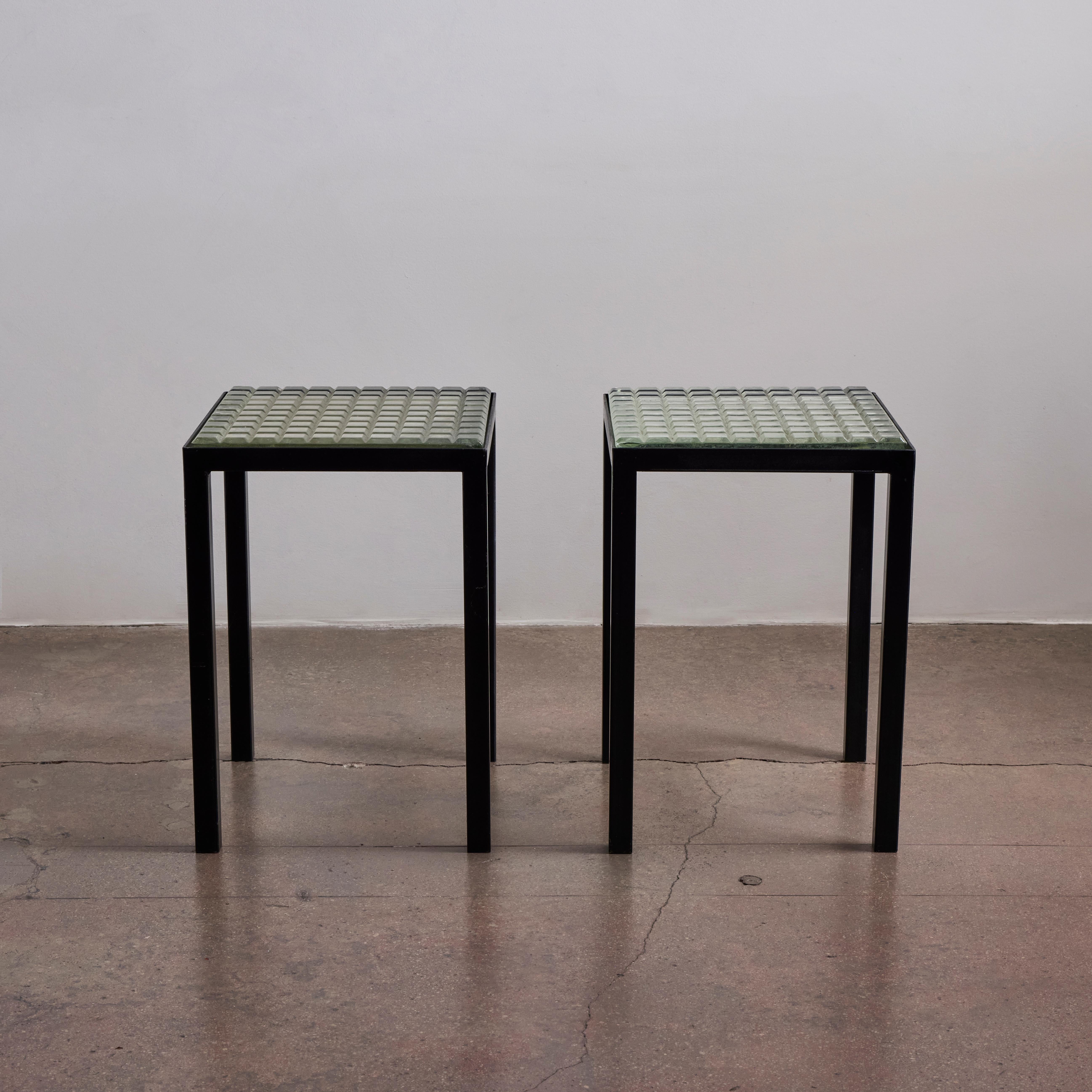 French Saint Gobain Glass Side Tables For Sale