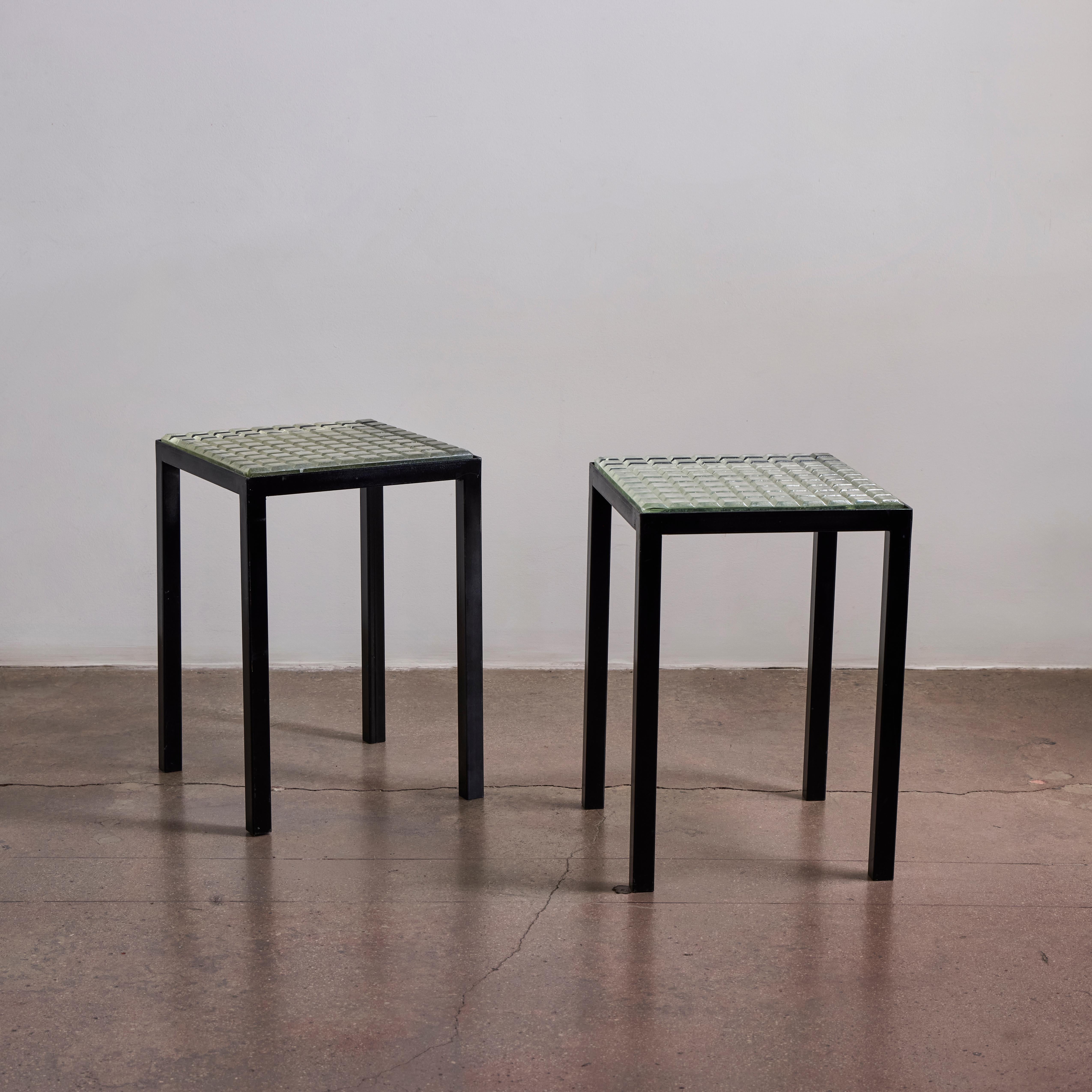 Metal Saint Gobain Glass Side Tables For Sale