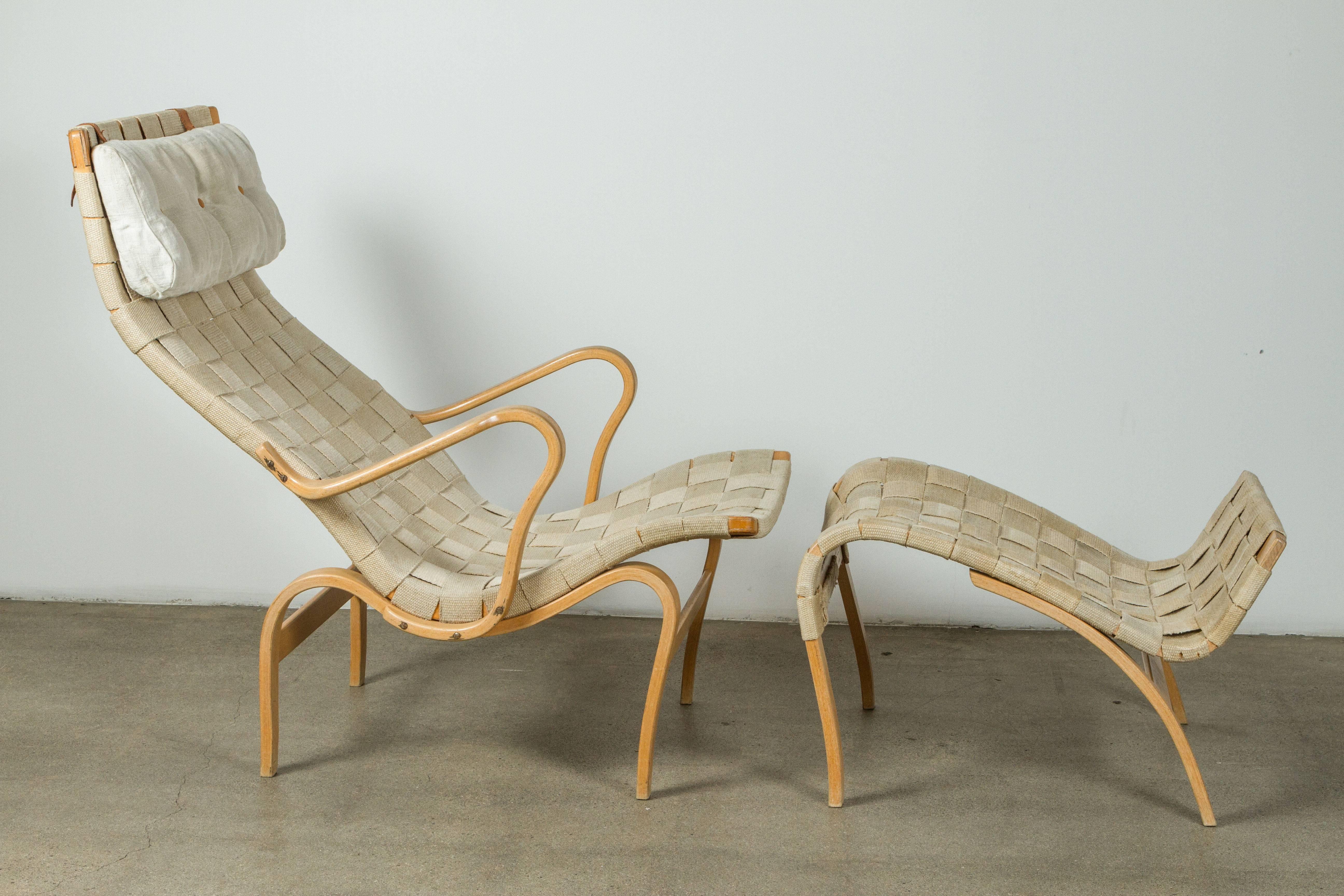 Pernilla Lounge Chair and Ottoman by Bruno Mathsson 1