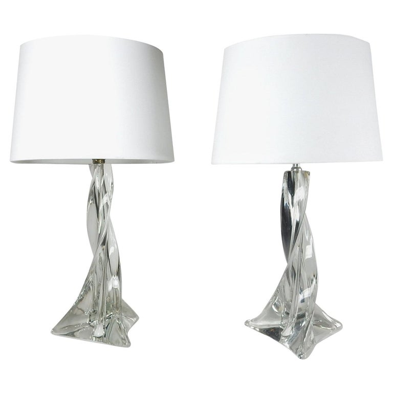 Elegant Maison SaintLouis Crystal of France Sculptural Art Glass Lamps