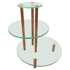 Italian 3-Tier Floating Chiseled edge Glass Dry Bar Table