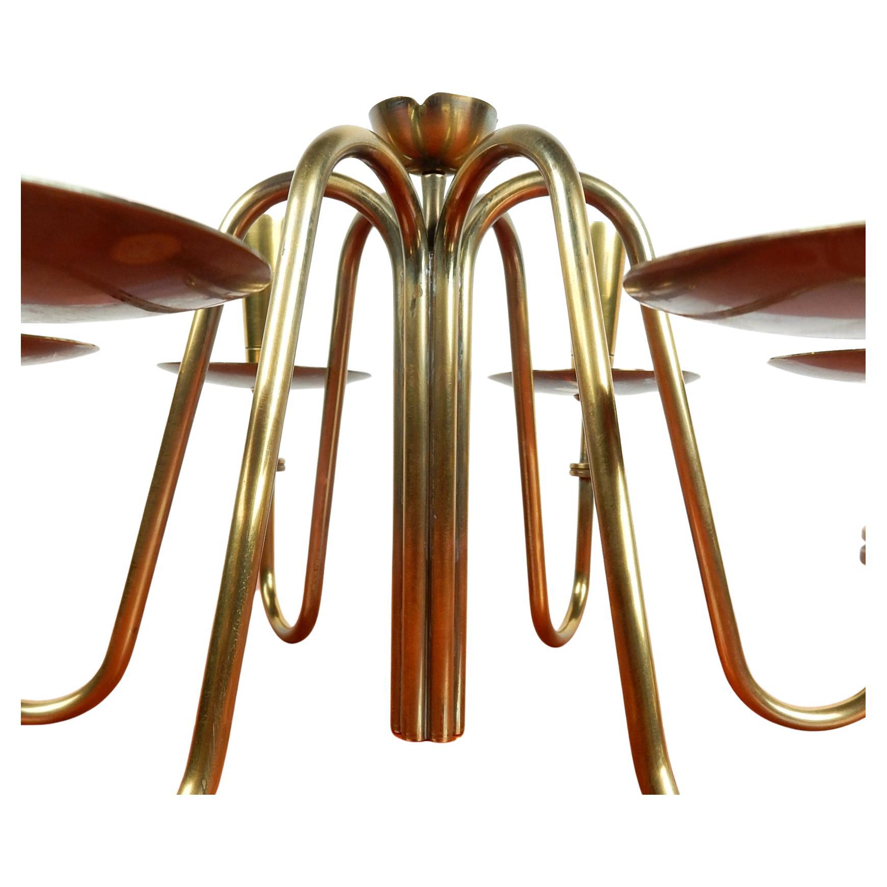 Mid-Century Modern Tommi Parzinger Design Brass Lotus Candelabra Centerpiece Palm Beach For Sale