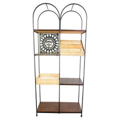 Mid-Century Modern Rattan Arthur Umanoff Design Étagère Room Divider