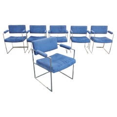 Milo Baughman design "Thinline" Chrome Dining Arm Chairs 6