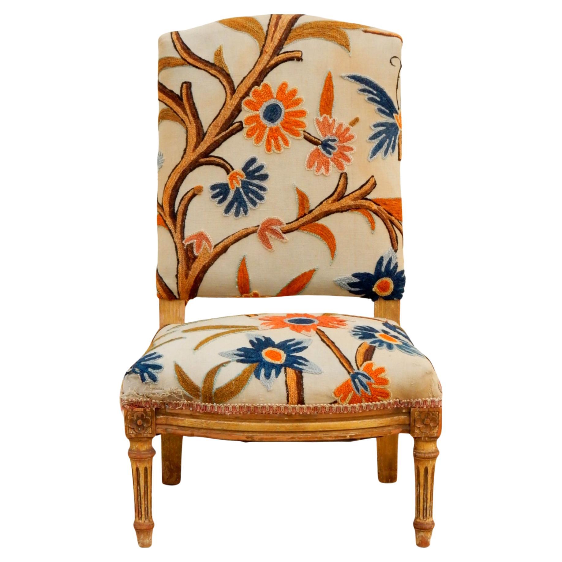 Louis XVI Child's Chair in Crewelwork Upholstery For Sale