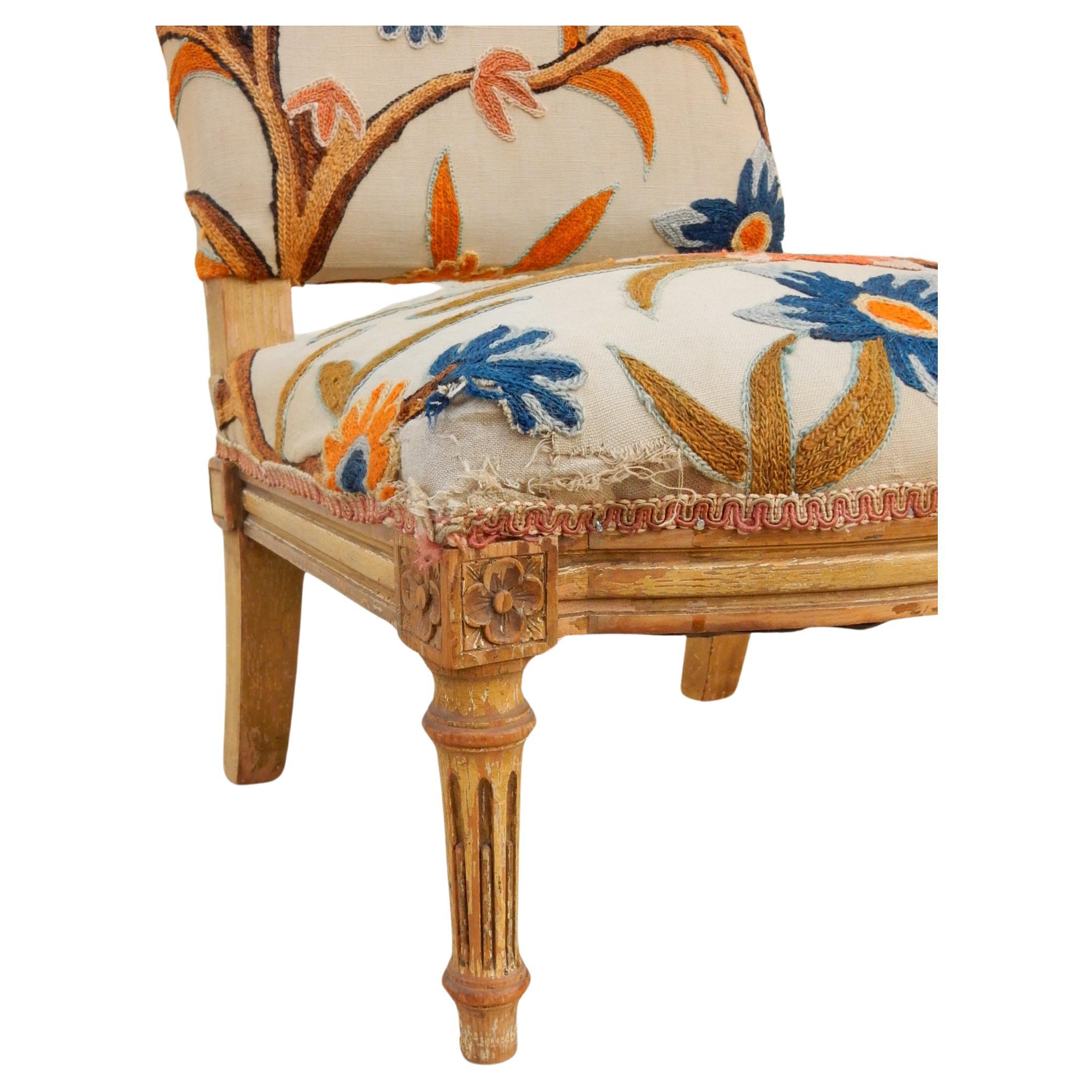 Louis XVI Child's Chair in Crewelwork Upholstery For Sale 5