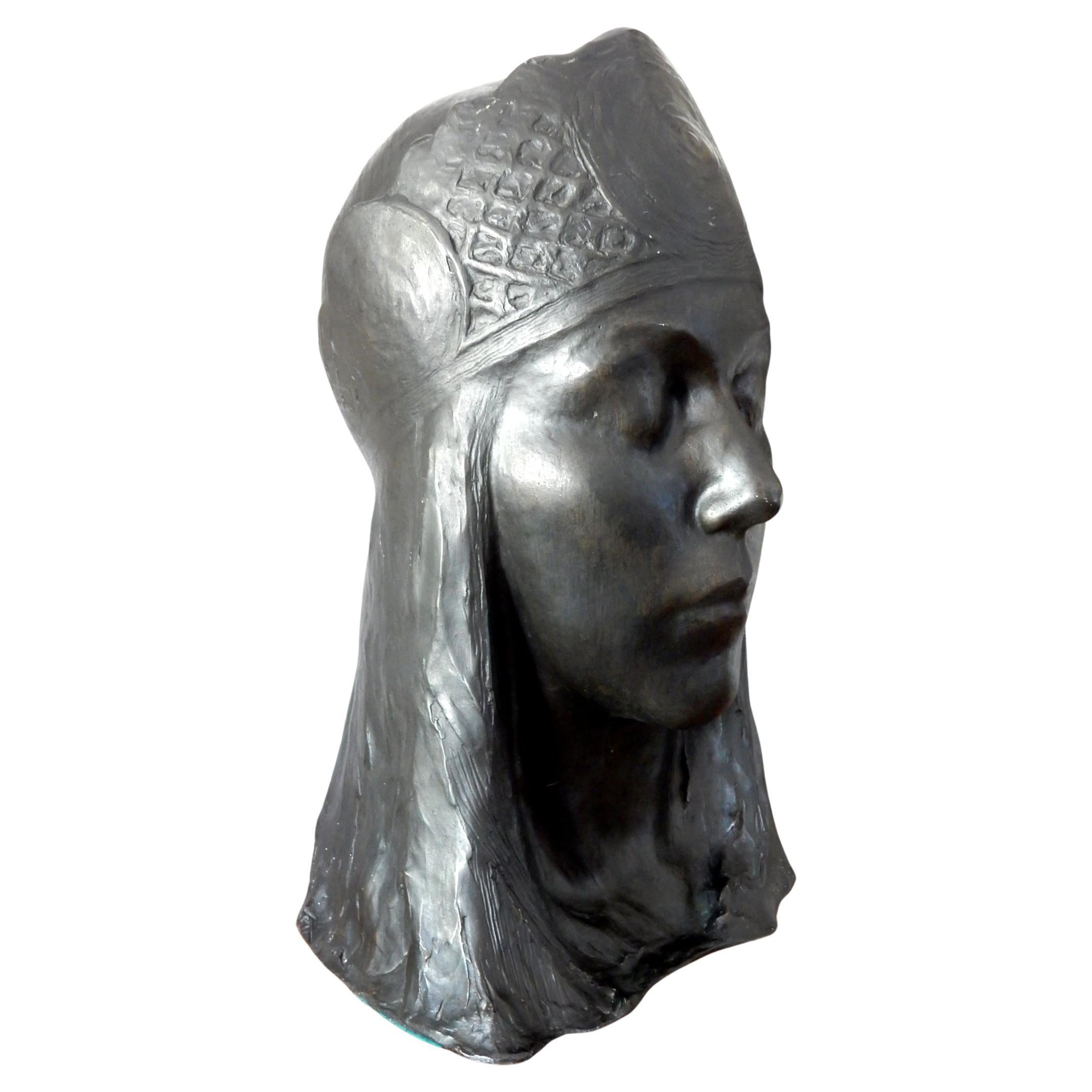 From the Roman Bronze Works of New York this large bronze sculpture by
Salvatore Cartaino Scarpitta (1887-1948) . Bust of Cora Timken.
Signed at base.

 