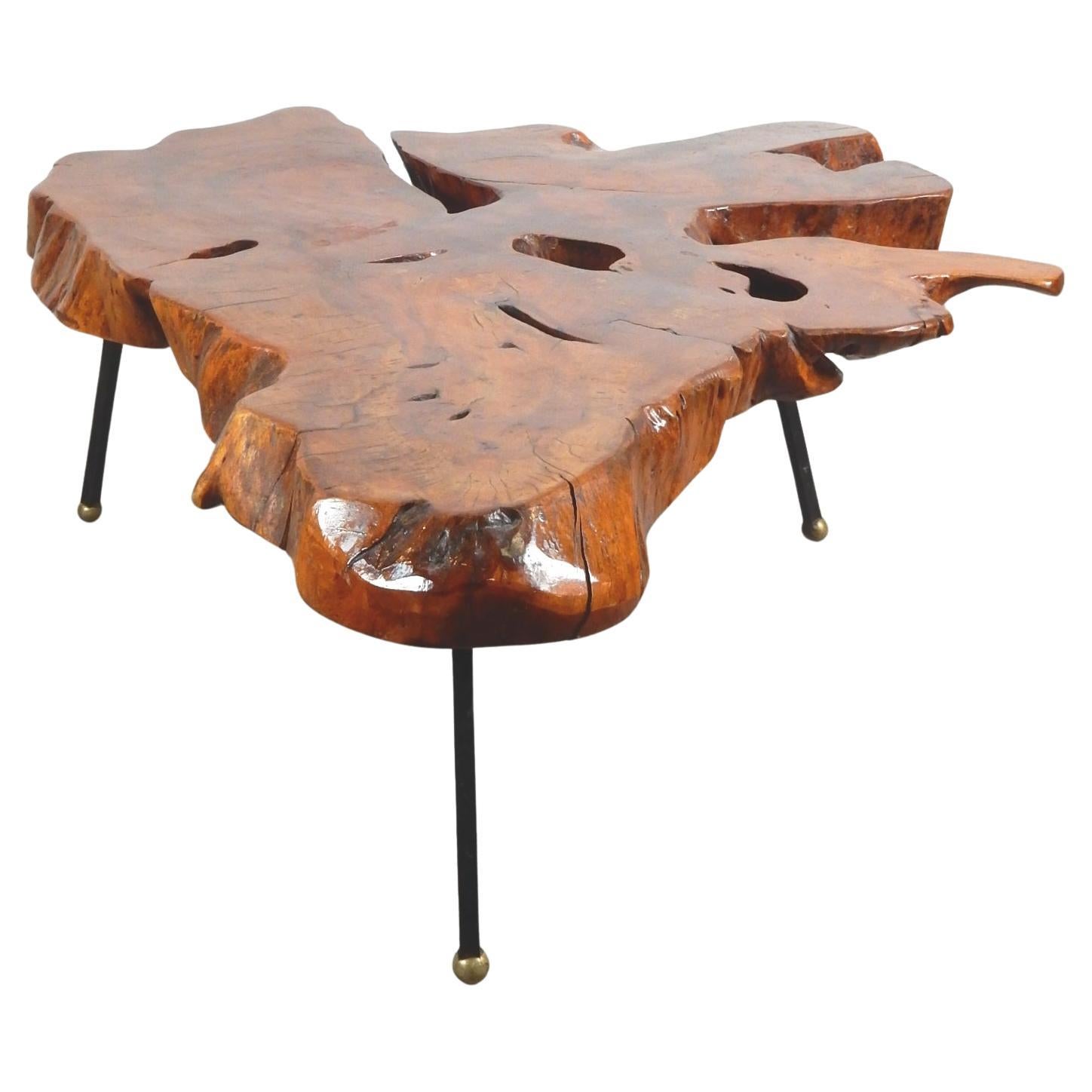 1960s Natural Sabino Burlwood Coffee Table Wabi Sabi