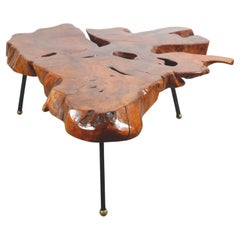 Mesa de centro de madera de sabino natural de los años 60 Wabi Sabi