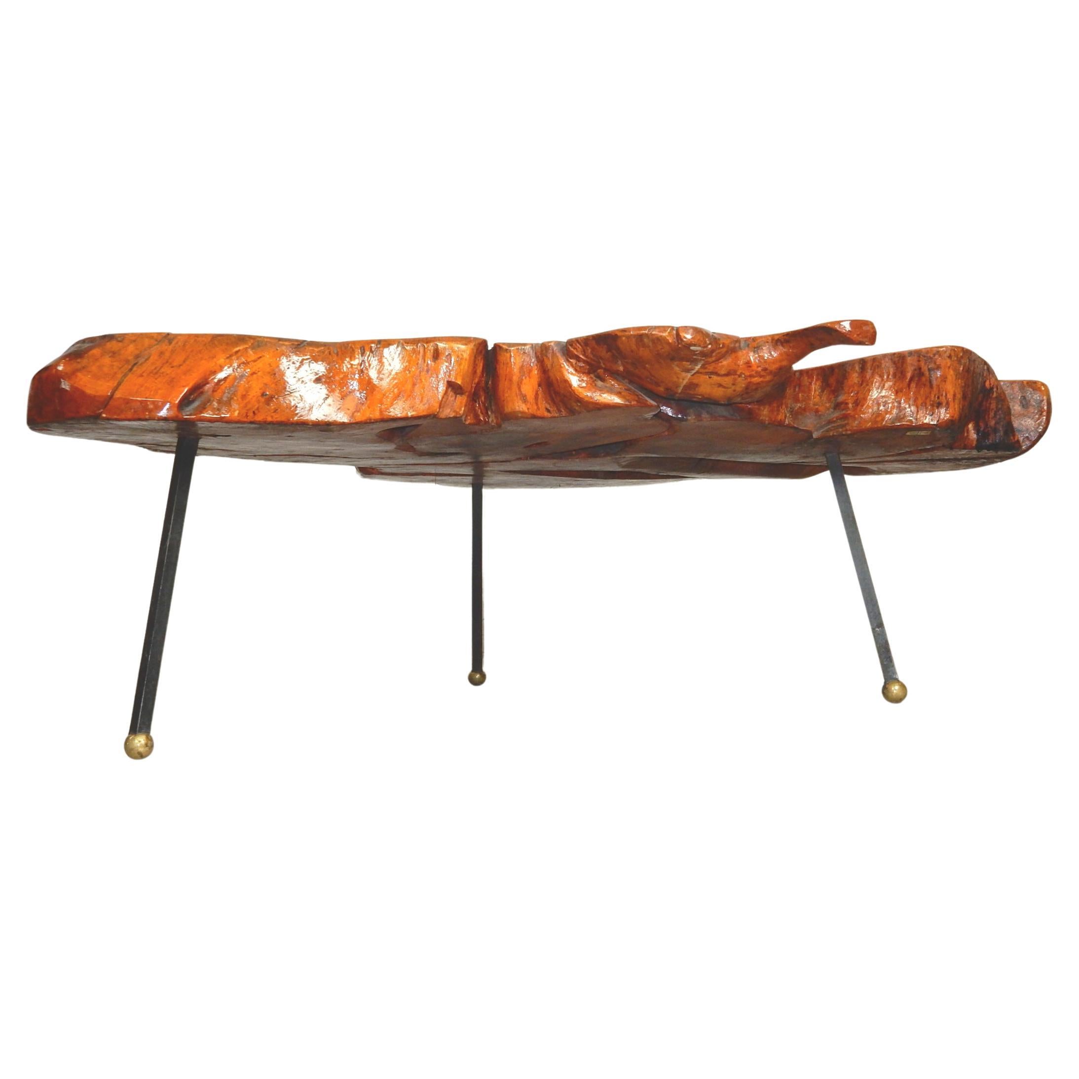 1960s Natural Sabino Burlwood Coffee Table Wabi Sabi In Good Condition For Sale In Las Vegas, NV