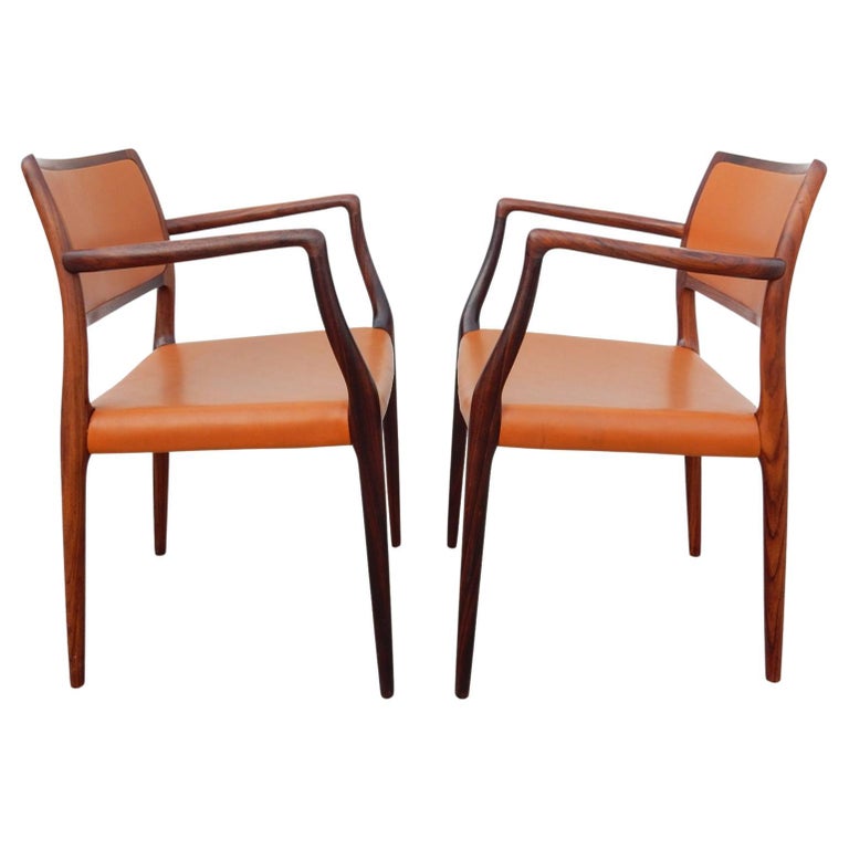 Mid Century Danish Modern Niels Otto Møller Sculpted Rosewood Dining Chairs For Sale 1