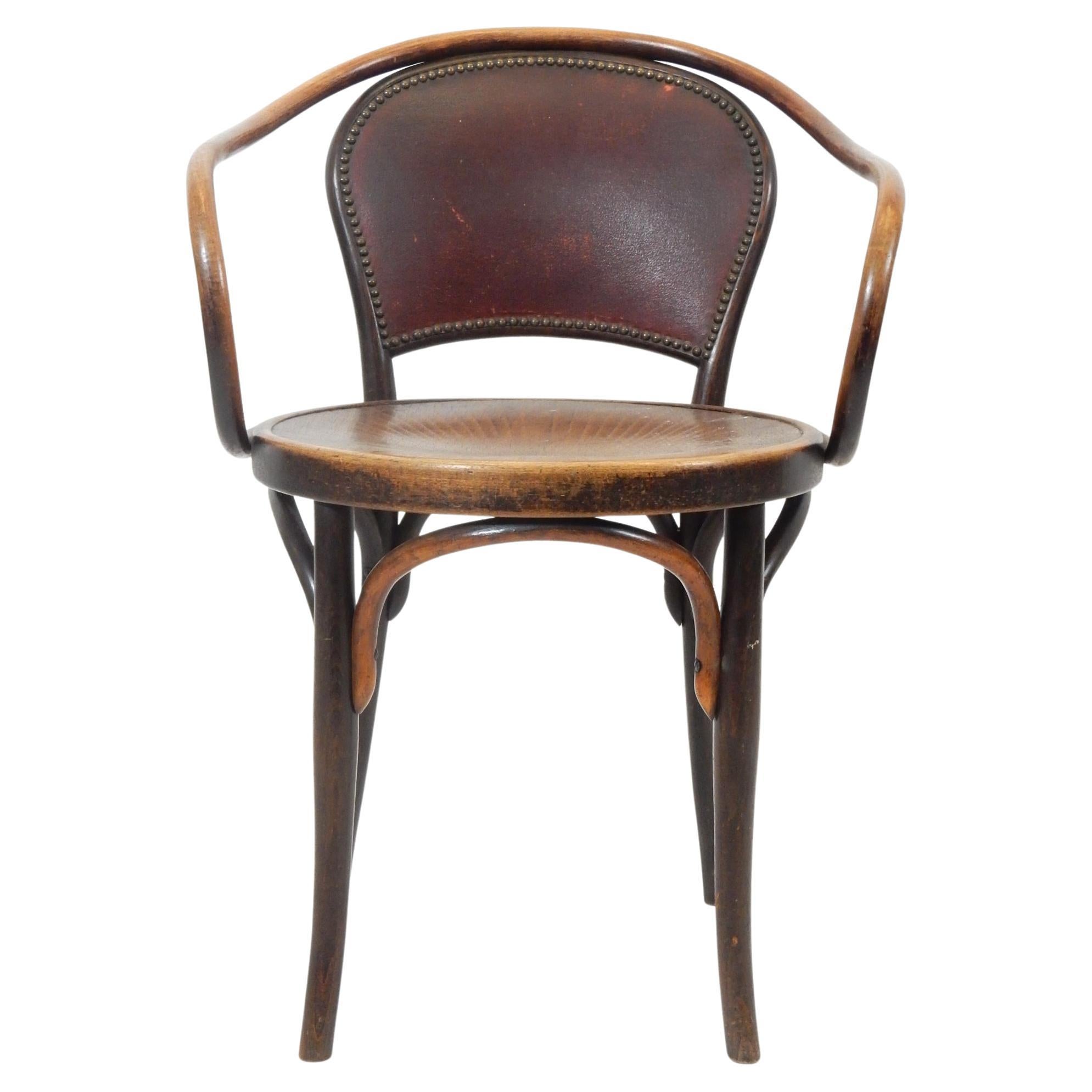 A rare example of a bentwood armchair from the Vienna Secession era.
Designed by Jacob & Josef Kohn of Vienna, circa 1900.
Completely original with soulful wear and patina.
No cracks or repairs of any kind. Labeled on bottom as pictured.