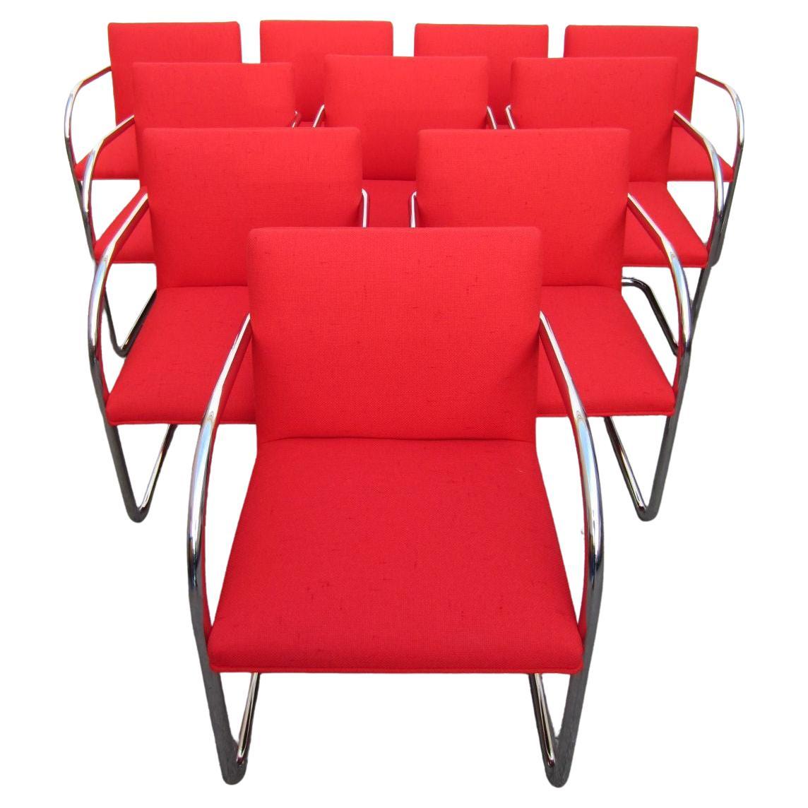 Satz von 10 Brünner Vintage-Stühlen entworfen von Mies Van Der Rohe   (Chrom) im Angebot