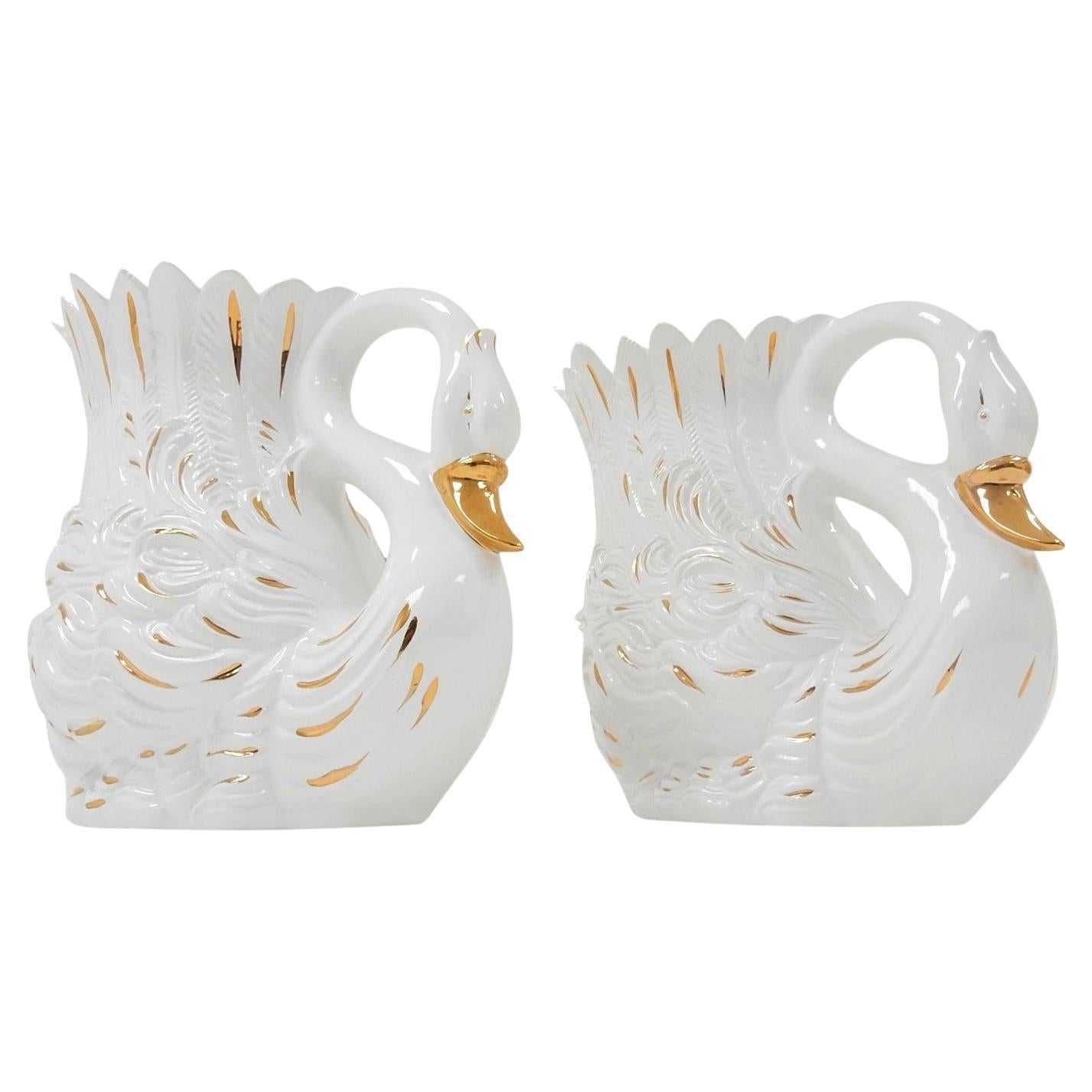 Venetian Life Size Swan Vessel Planters by Bassano, Italy For Sale