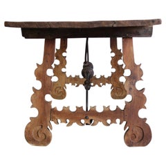 Table de réfectoire en noyer et fer artistique du 18ème siècle