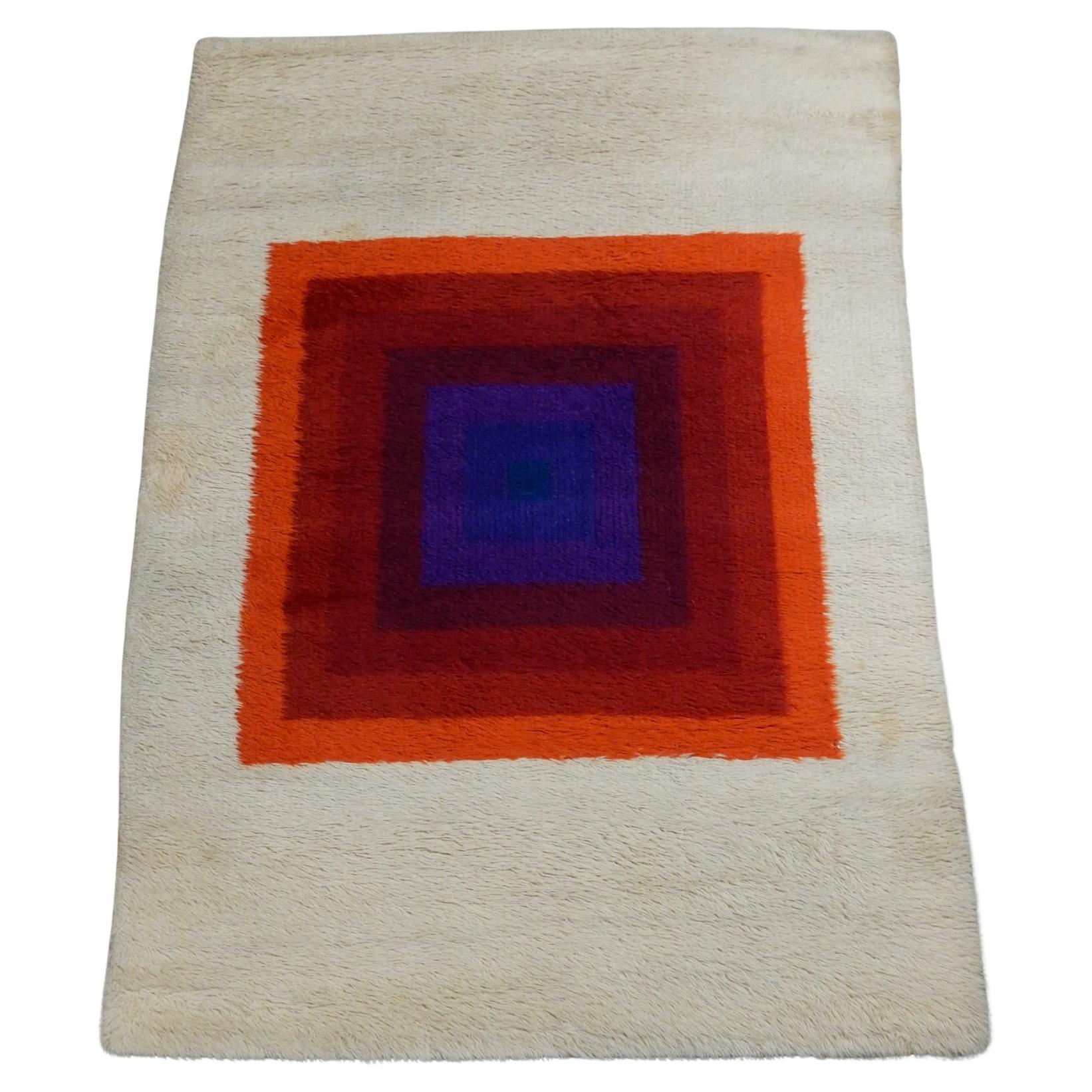 1970er Jahre Verner Panton Design Mira-Romantica Rya-Teppich aus Wolle (20. Jahrhundert) im Angebot