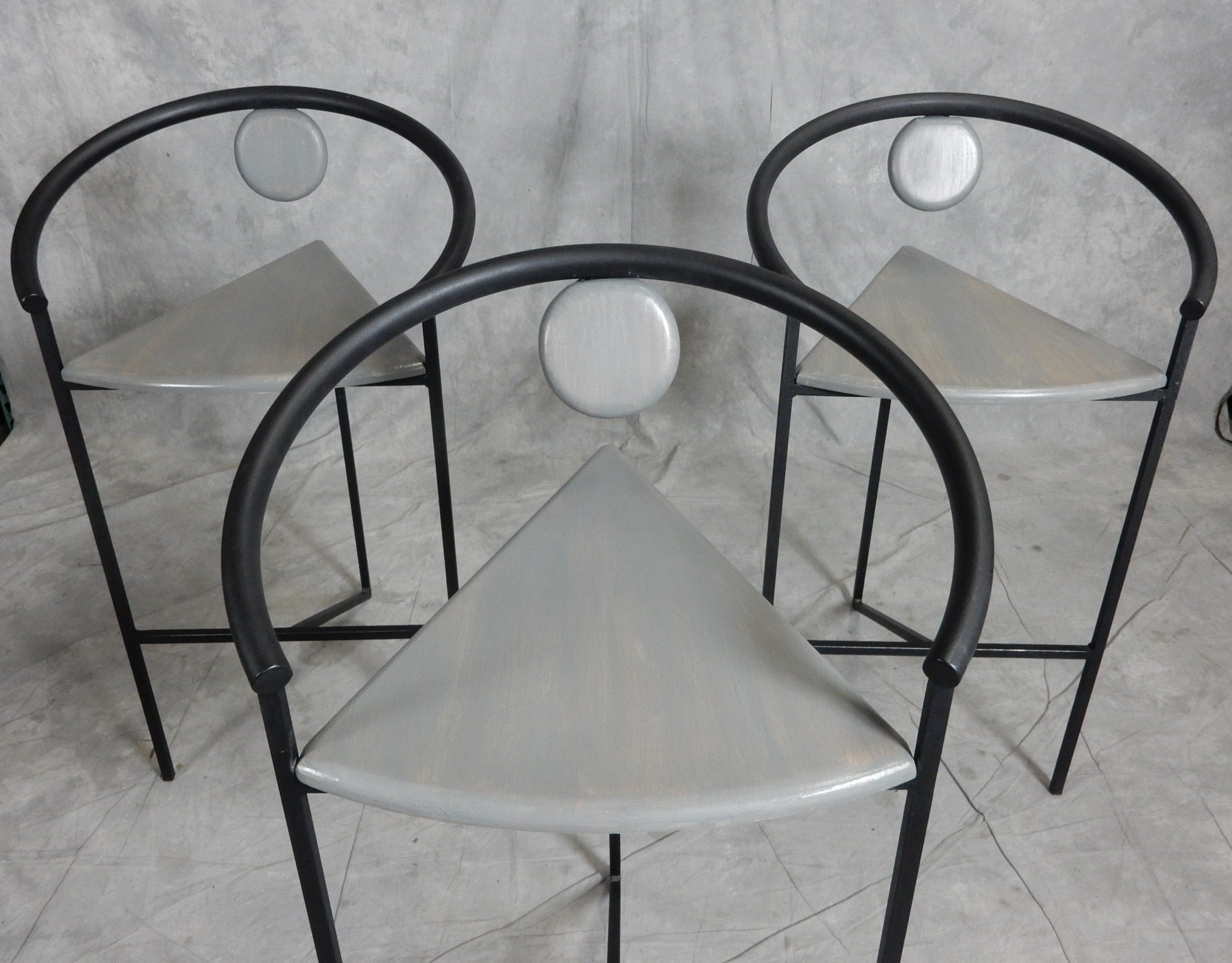 Set of 3 Post-Modern era bar stools styled after Michele de Lucchi 