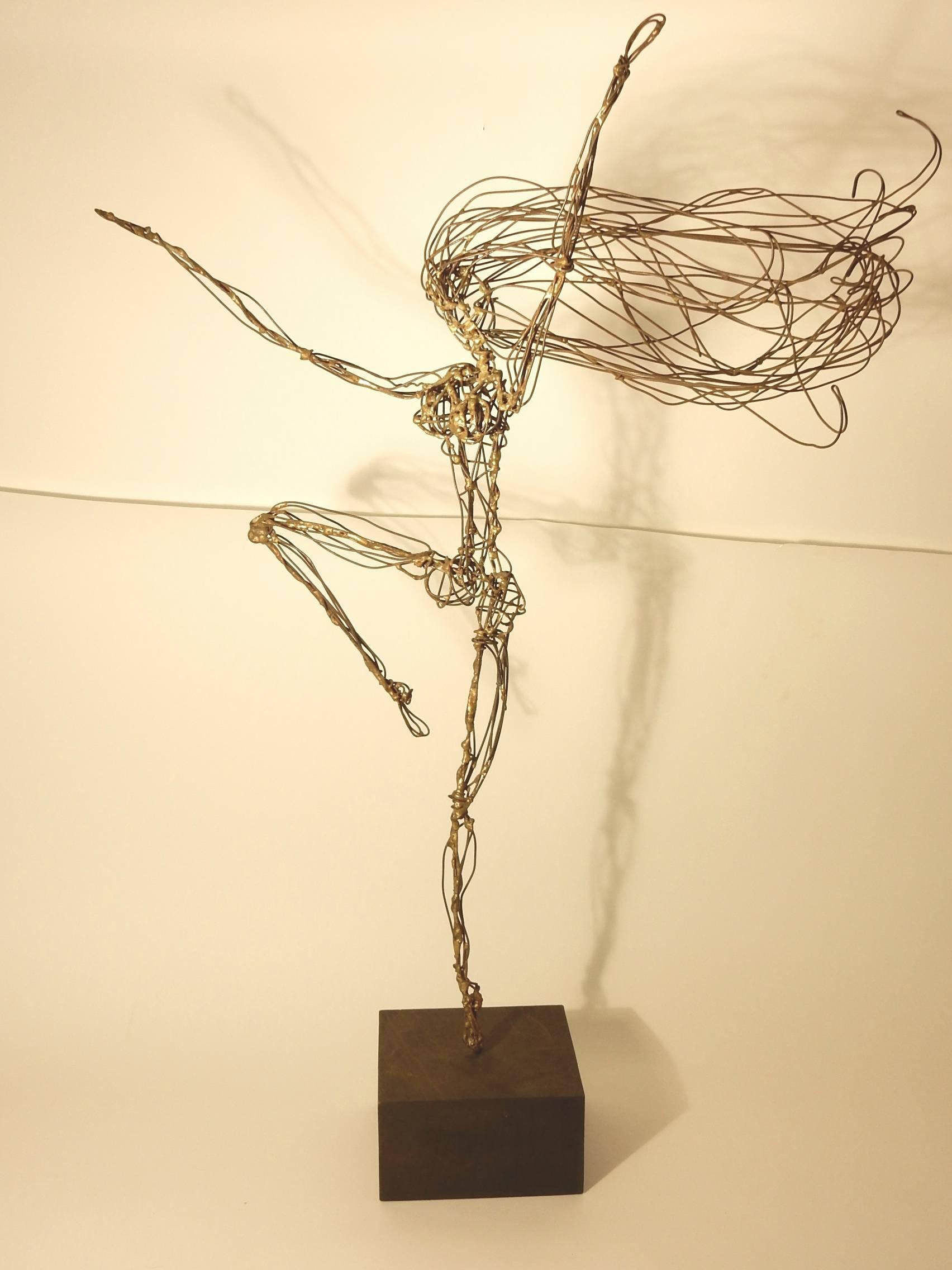 California Modernist Sculptor Art Piatt Wire and Bronze Abstract Sculpture In Excellent Condition In Las Vegas, NV
