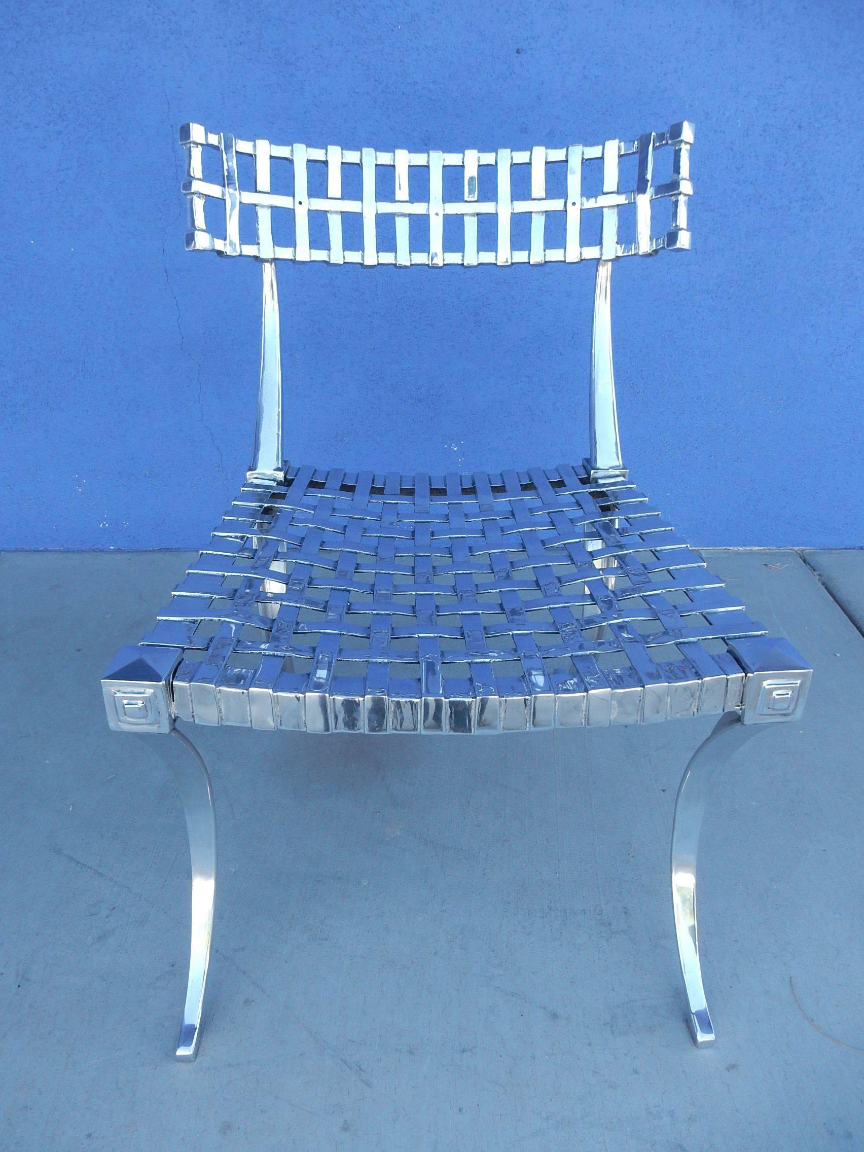 American Set of 4 Mirror Polished Klismos Chairs
