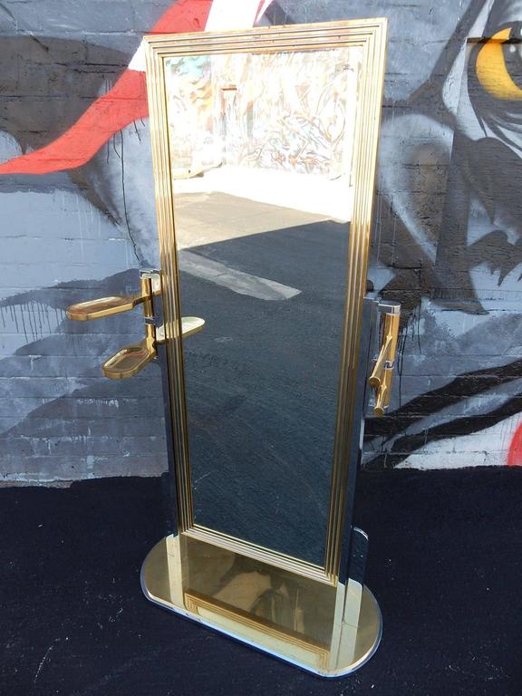 Skyscraper BRASS and CHROME Gentleman's VALET Floor Mirror ART DECO at