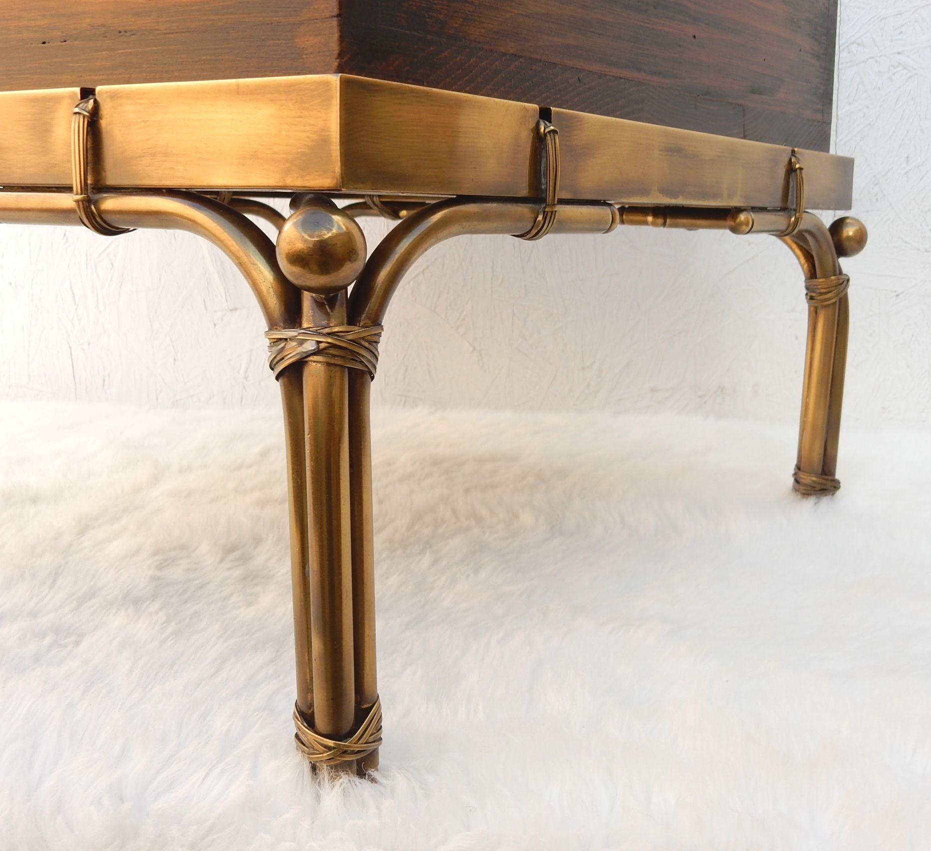 Mid-Century Modern 1970's Brass Footed Side Table Casket