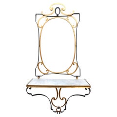 Elegant Polladio of Italy Sculpted Iron Mirror with Wall Console Table