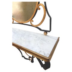 Elegant Polladio of Italy Sculpted Iron Mirror with Wall Console Table
