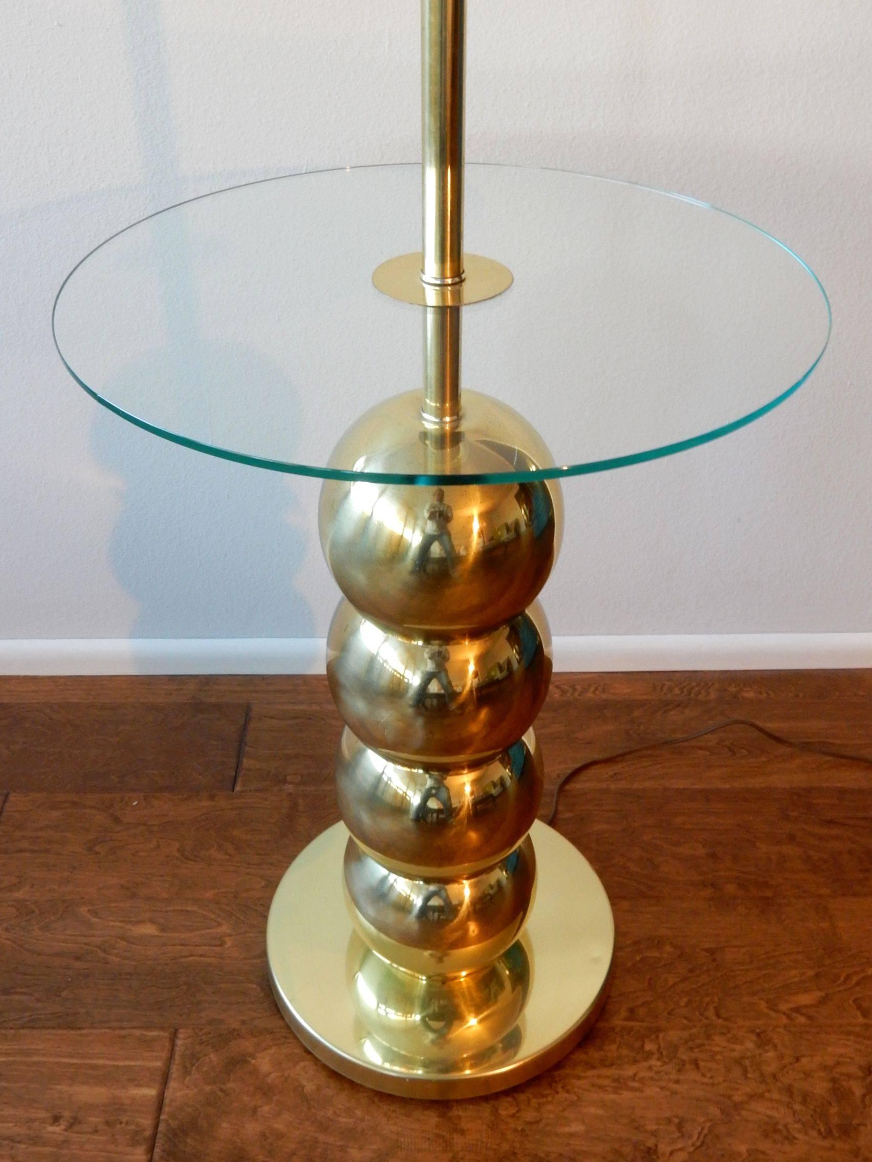 American Mid-Century Modern George Kovacs Stacked Brass Ball Floor Lamp Table