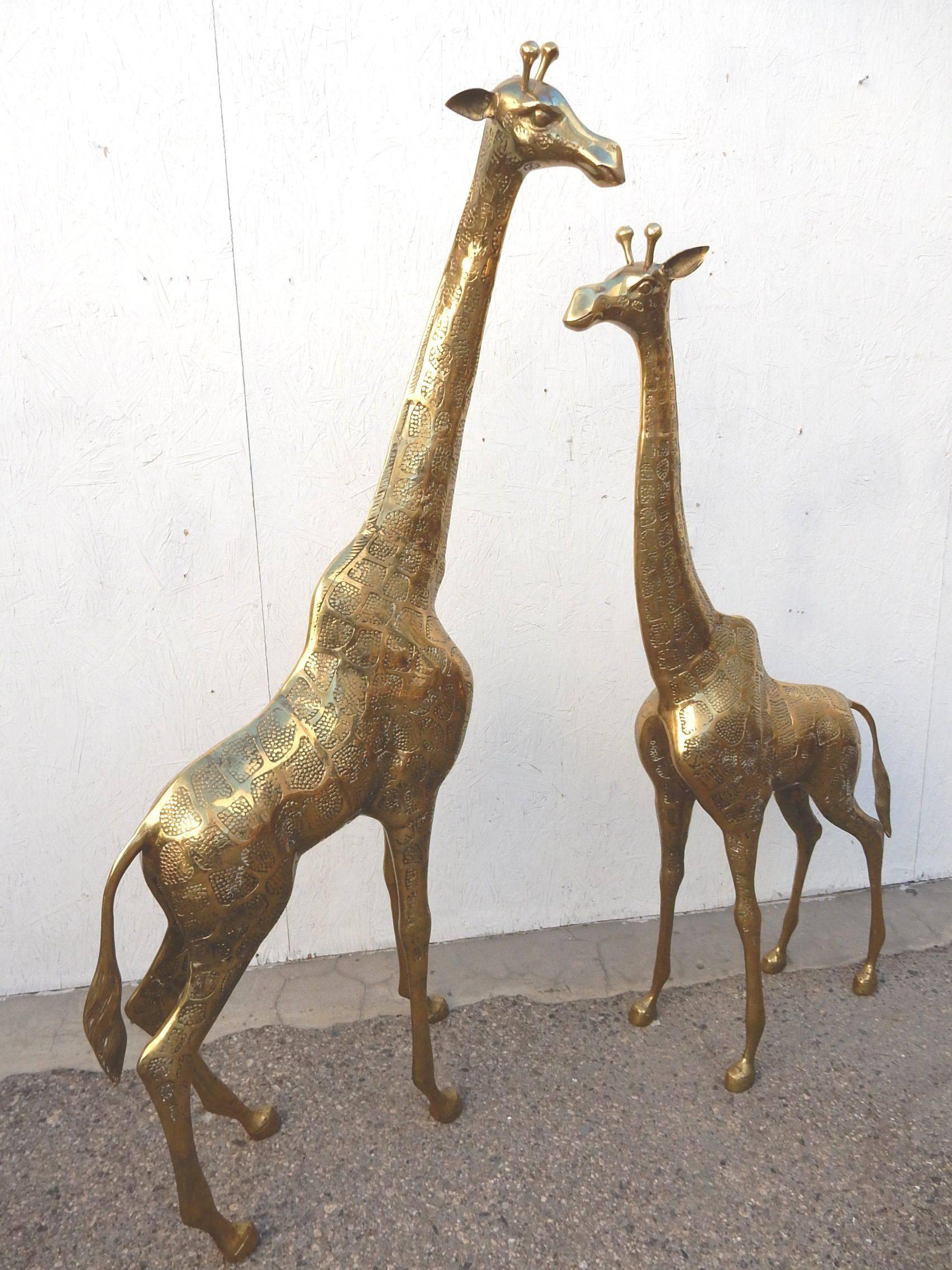 brass giraffe pair