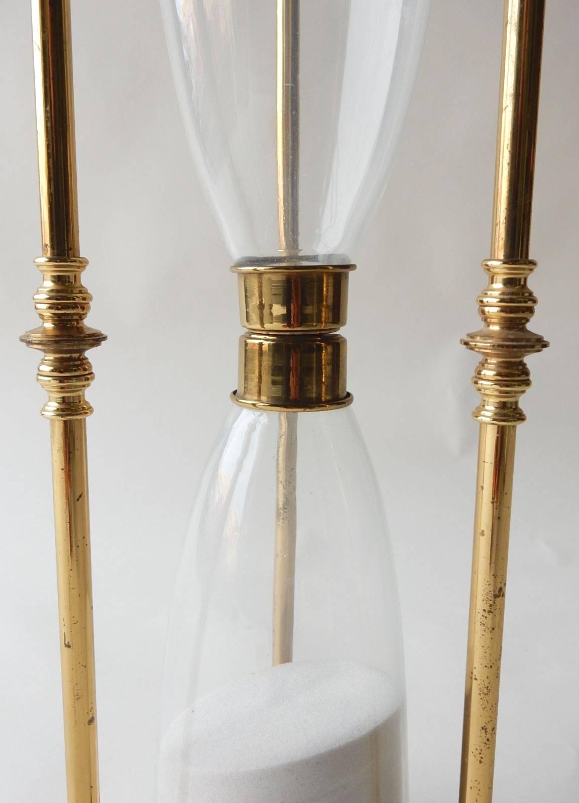 Hollywood Regency Midcentury Brass Hourglass Drink or Side Tables