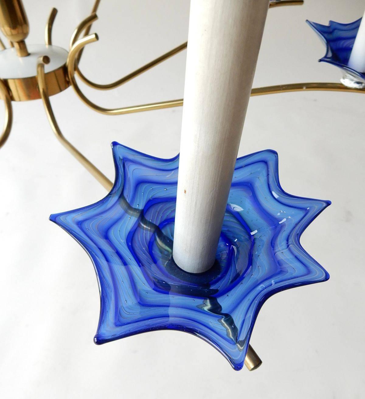 Mid-Century Modern Italienische Kunst Glas Kronleuchter Lampe (Metall) im Angebot