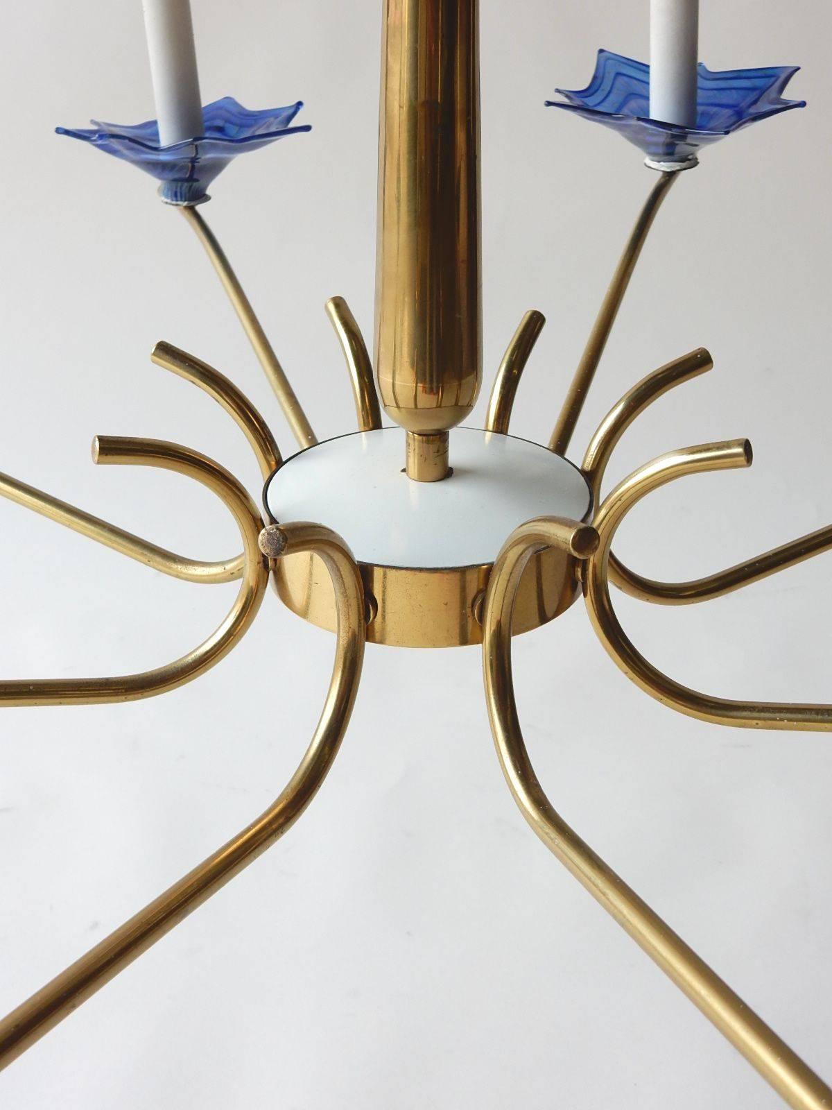 20th Century Mid-Century Modern Italian Art Glass Chandelier Lamp For Sale