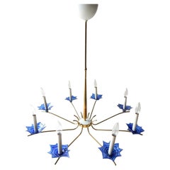 Mid-Century Modern Italian Art Glass Chandelier Lamp