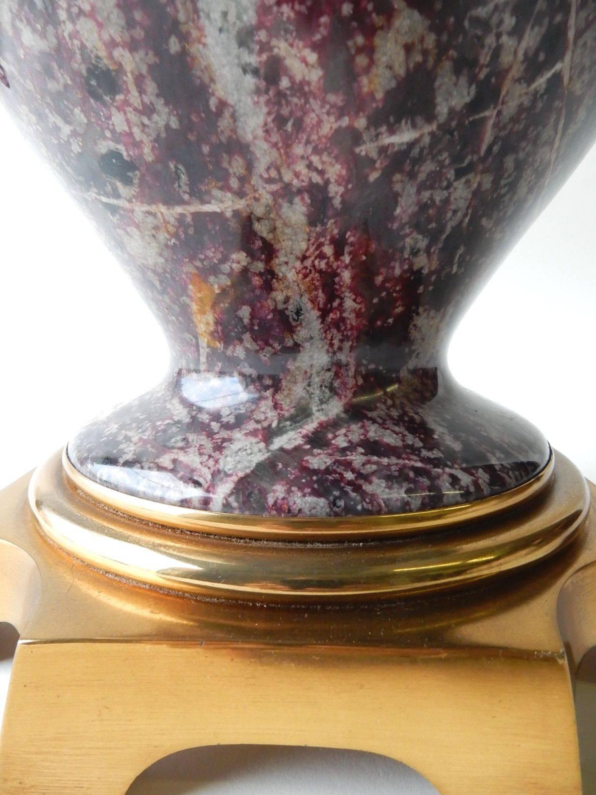 1960's Italian Marble Bronze Urn Table Lamp by Marbro In Good Condition For Sale In Las Vegas, NV