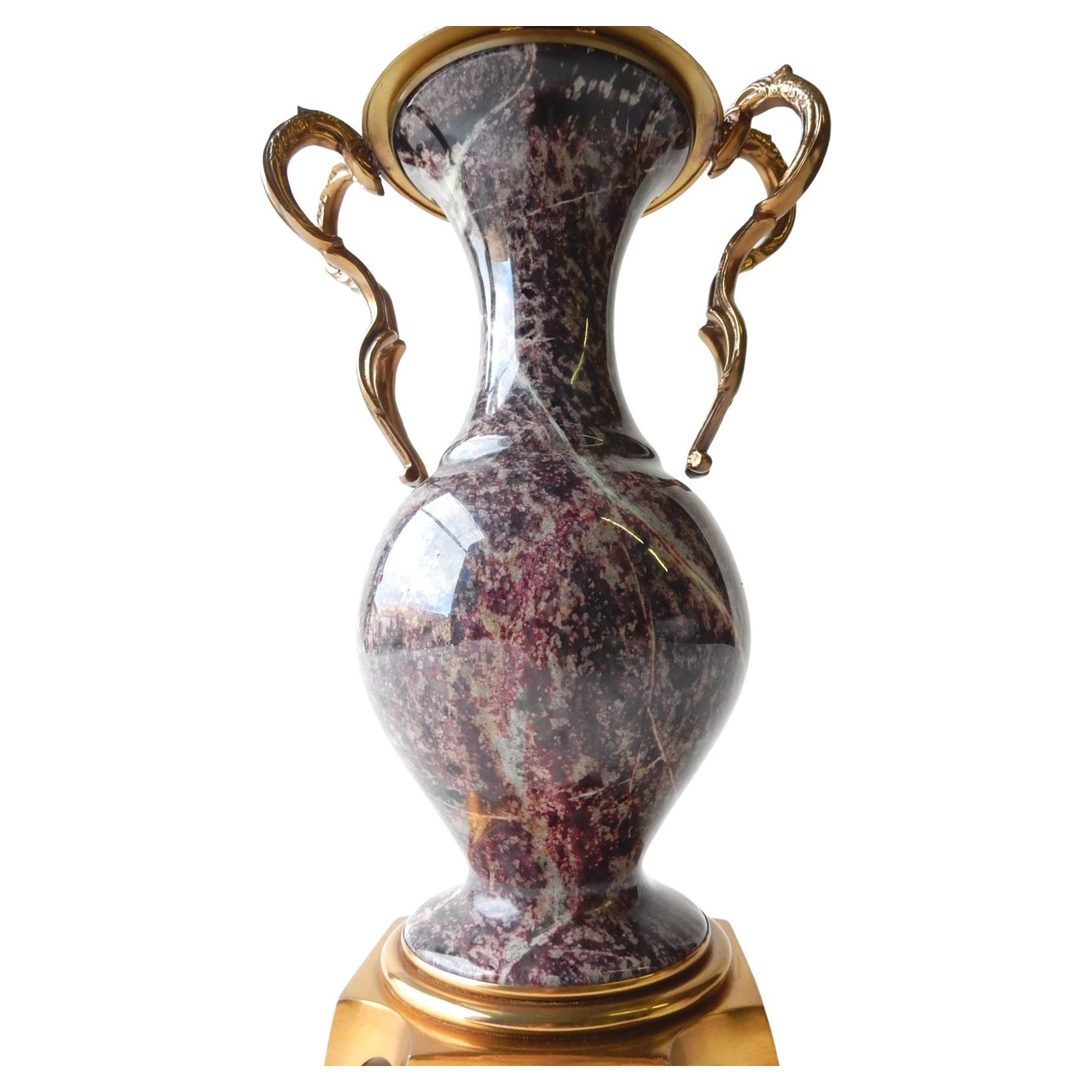 Lámpara de sobremesa italiana de mármol y bronce de los años 60 by Marbro Imperio en venta
