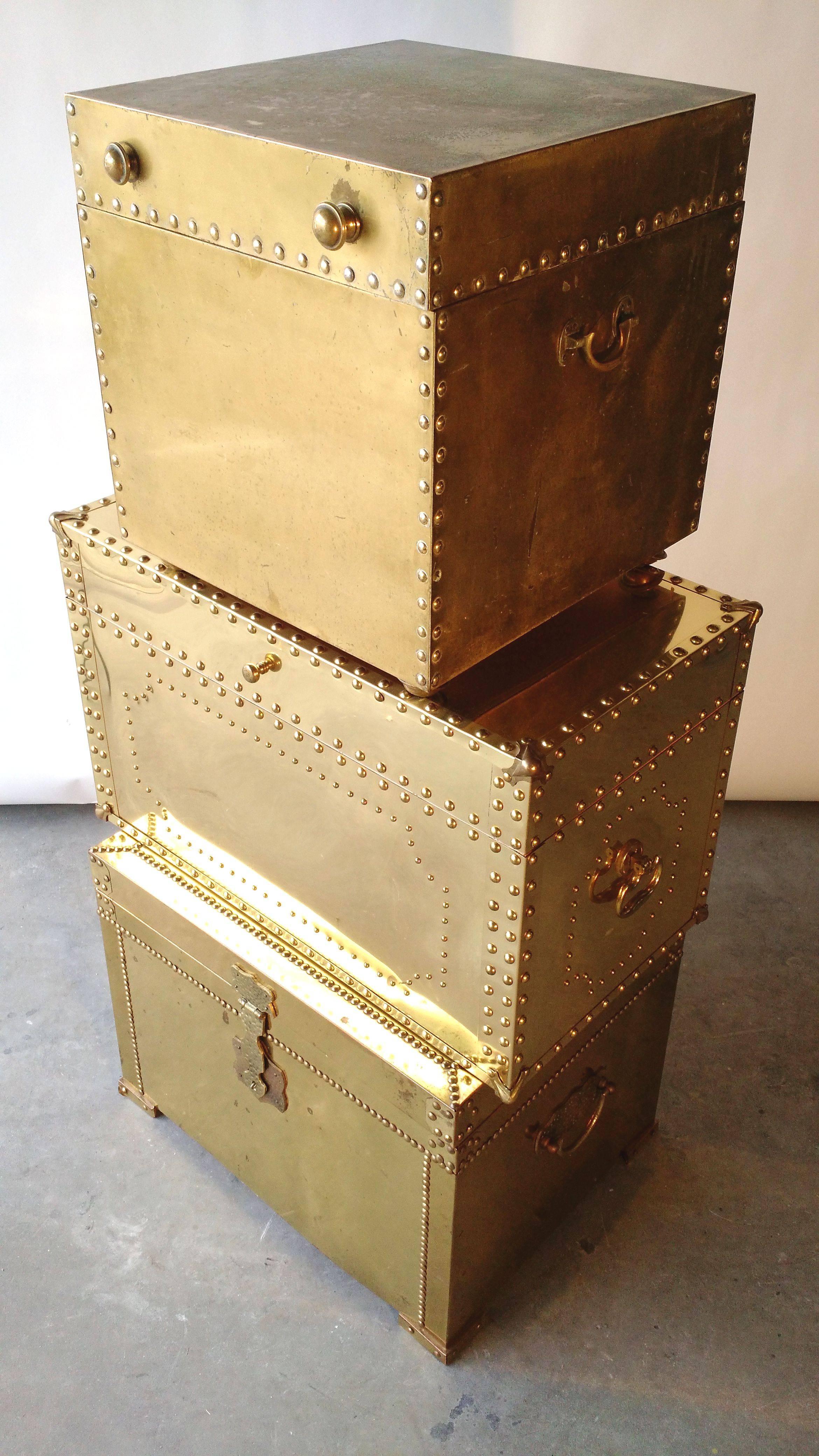 vintage brass trunk