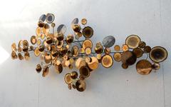 Mid-Century Modern Curtis Jere Brass Raindrops Wall Sculpture over 5 Feet