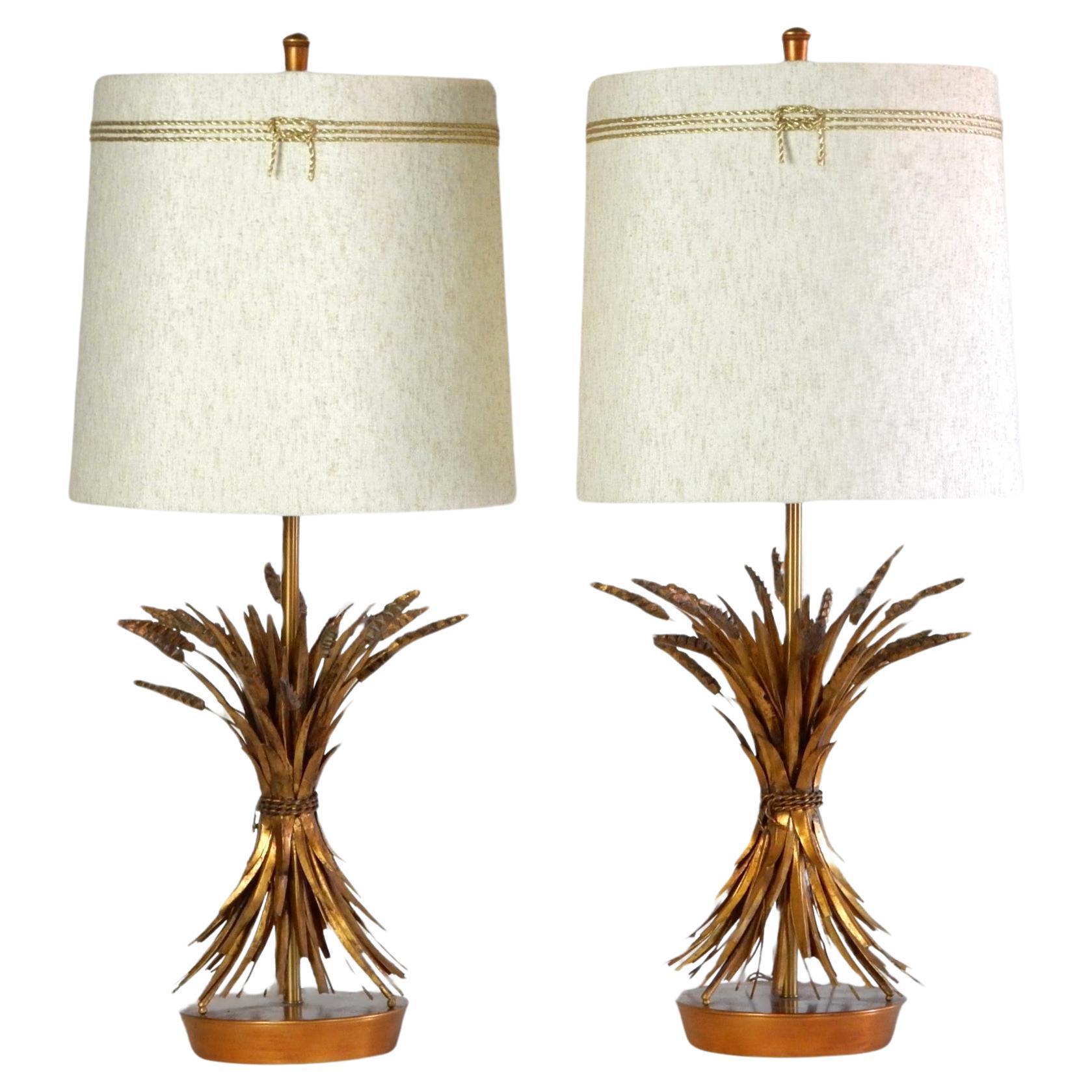 Lampade da tavolo in covone di grano dorate di metà secolo di The Marbro Lamp CO.