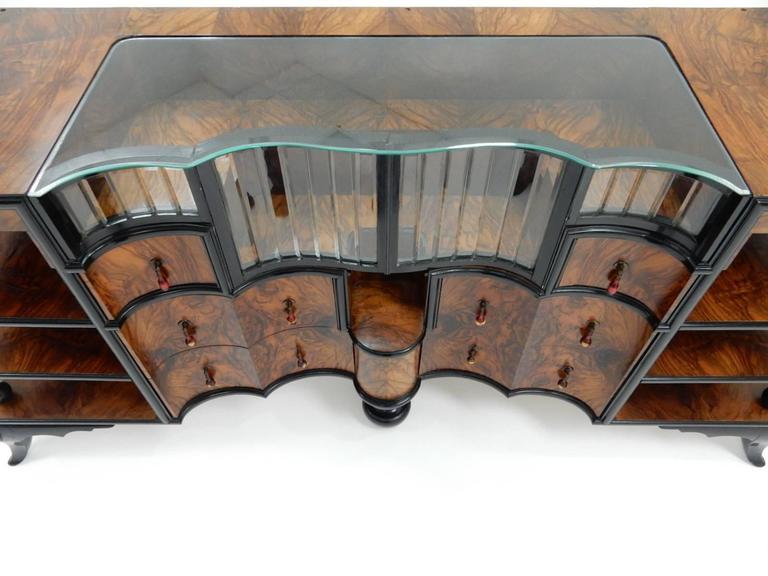 1920s1930s Art Deco Burl Wood Dry Bar Sideboard For Sale at 1stdibs