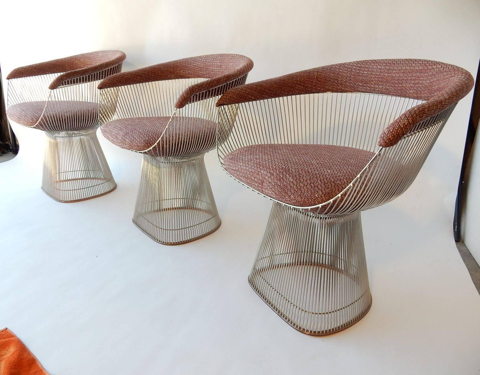 Late 20th Century Mid-Century Modern Warren Platner for Knoll Chrome Dining Chairs