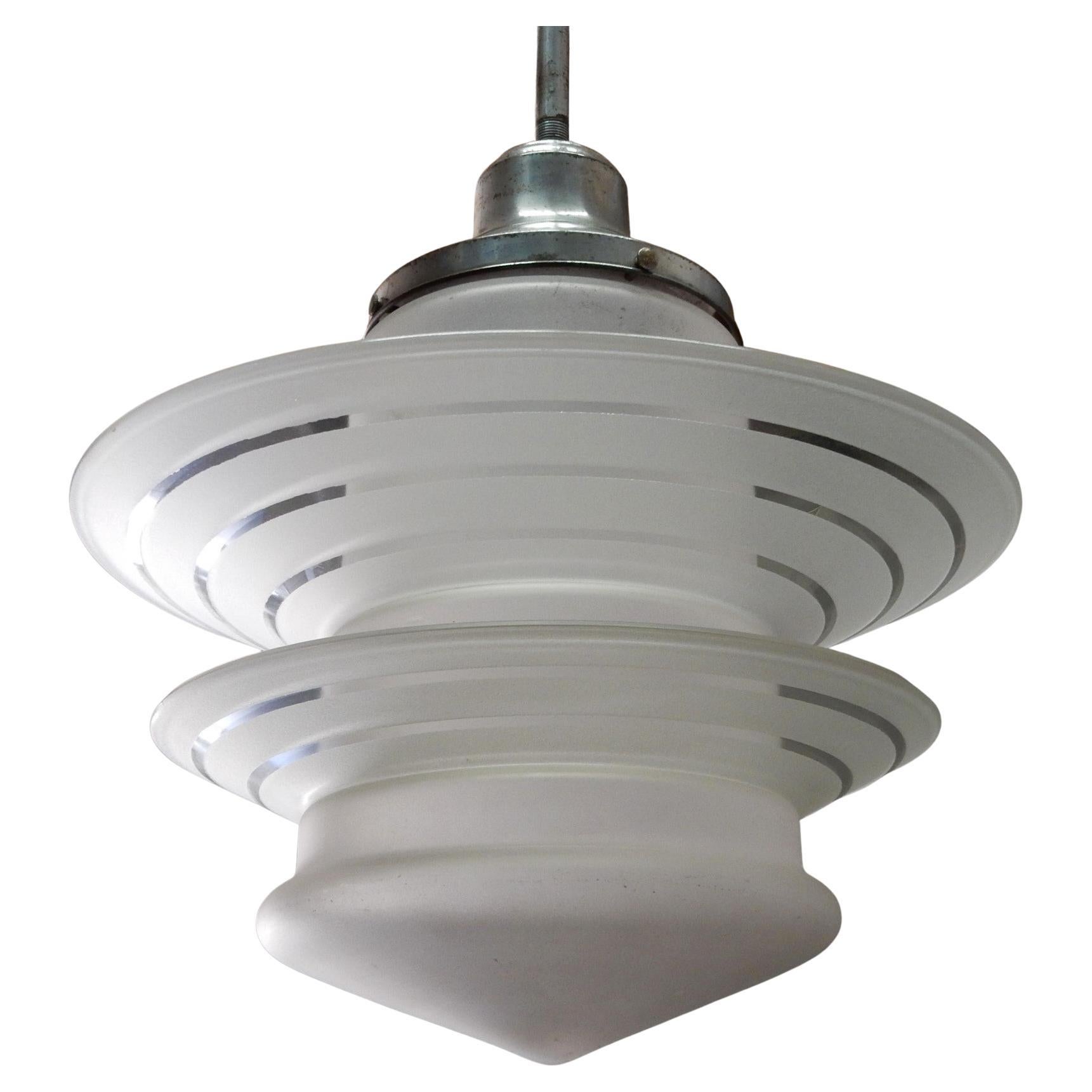 Art Deco UFO Saturn Ring Pendant Lamp Chandelier 1950's