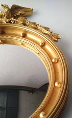 Mid-20th Century Regency Gold Gilded Federal Eagle Convex Wall Mirror