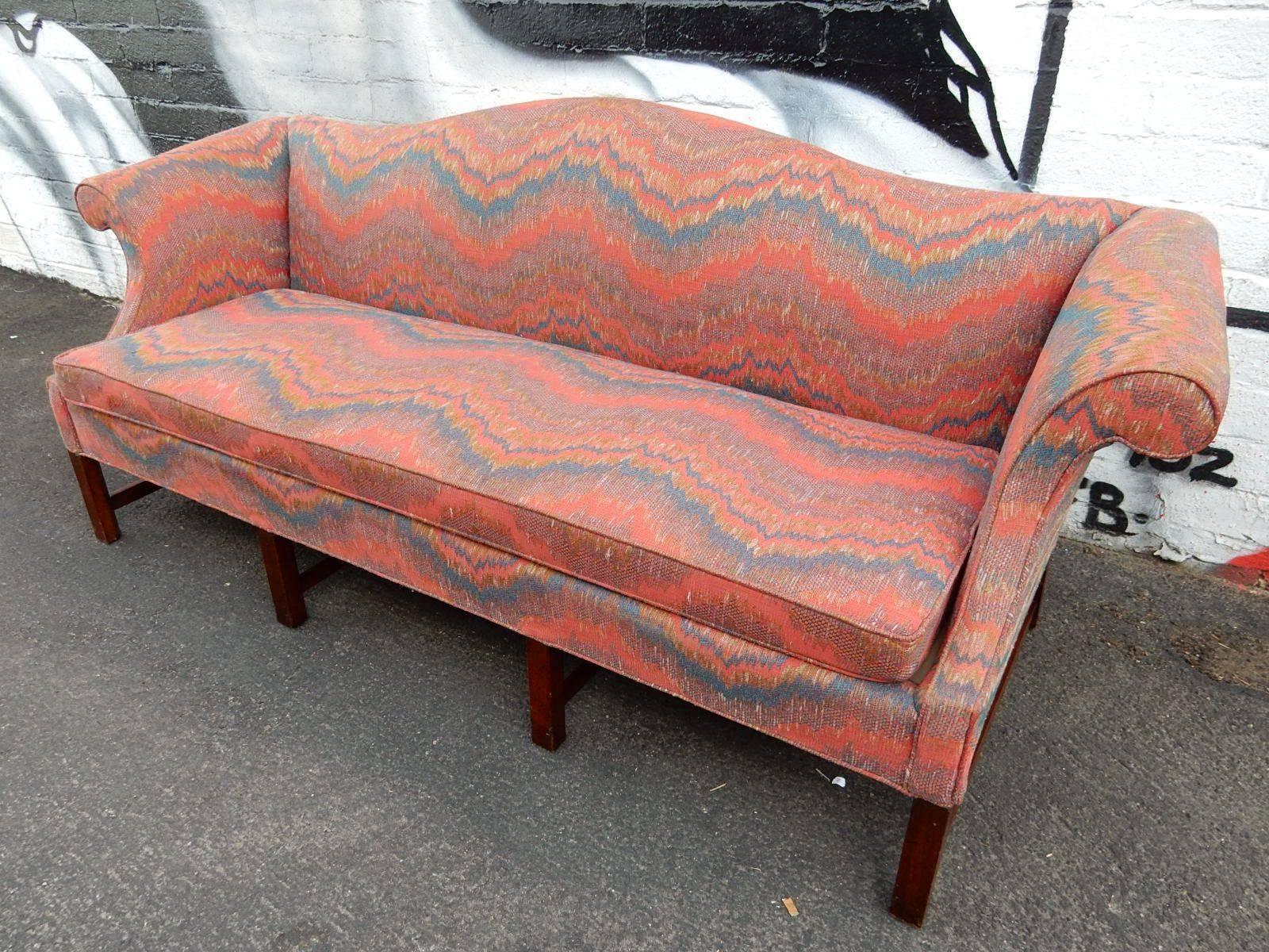 Regency Chippendale Camelback Sofa in Missoni Inspired Upholstery In Excellent Condition In Las Vegas, NV
