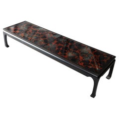 1960's Reverse Painted Glass Top Ming Coffee Table