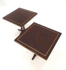 French Art Deco Batistin Spade Paris Lacquered and Bronze Tables