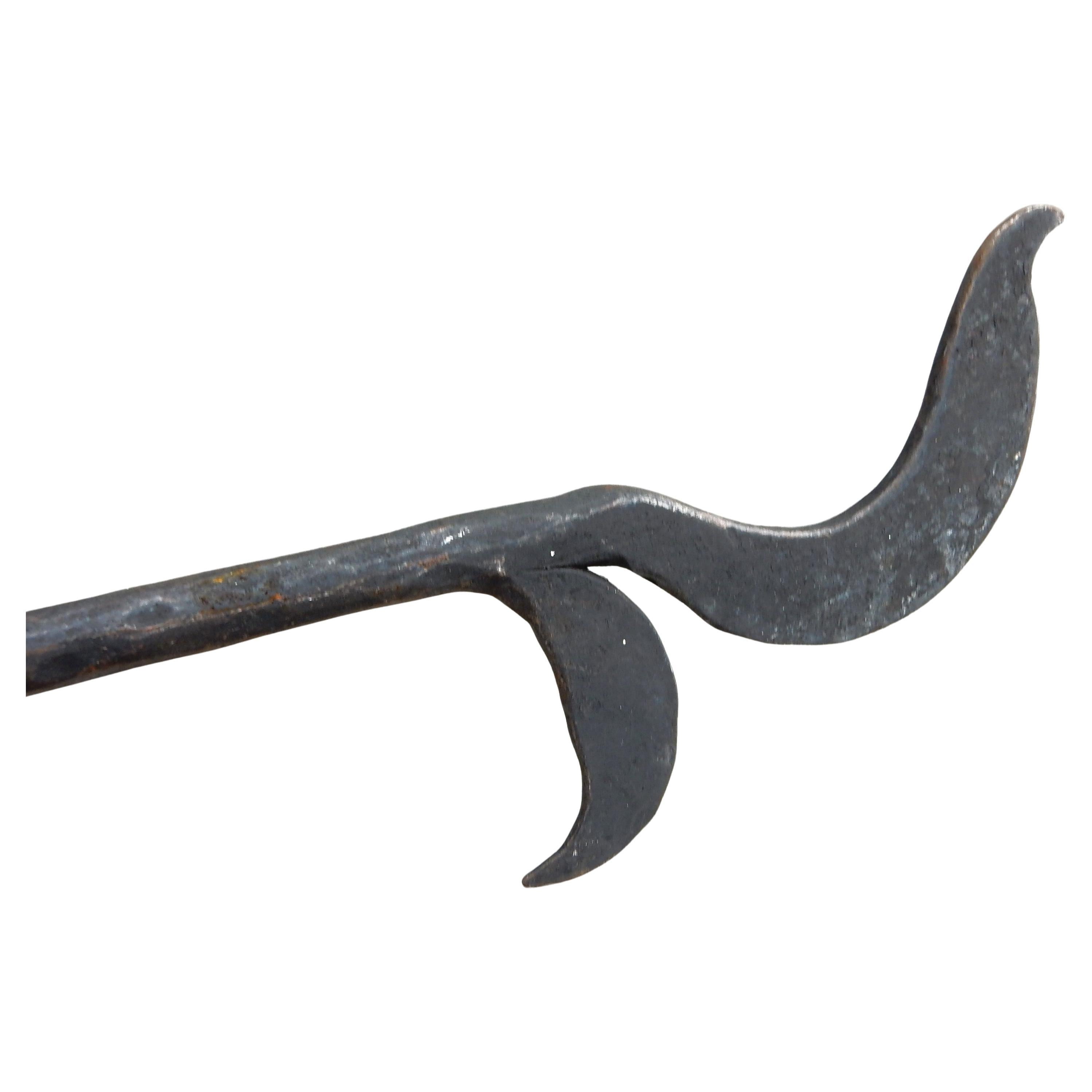 20th Century Arts and Crafts era Blacksmith-Made Brass Andirons & Fireplace Tool set For Sale