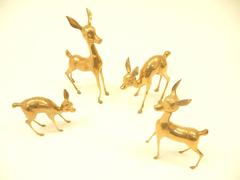 Whimsical Large Brass Deer Sculpture Herd "Bambi" circa 1970s